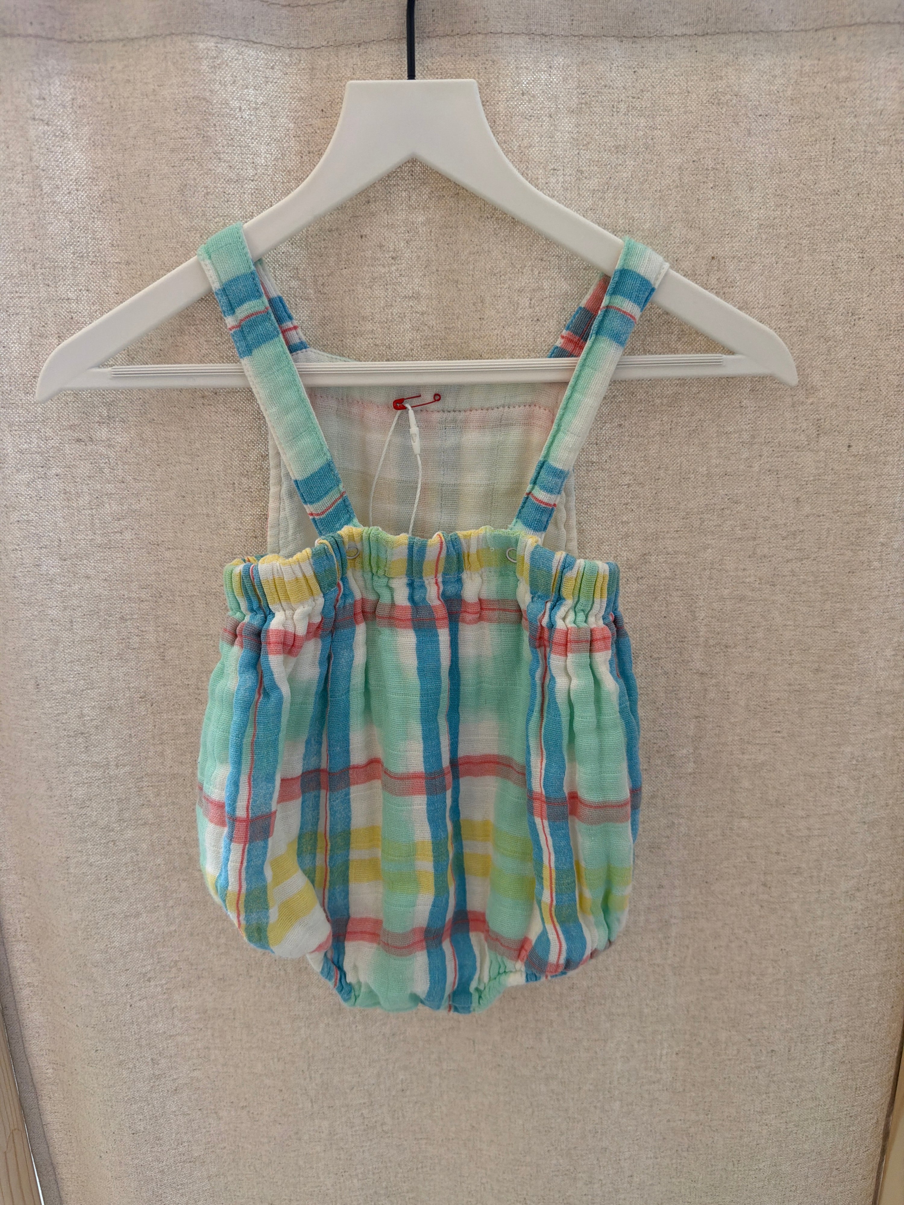 angel dear pastel plaid Jumpsuit / 0-3 months