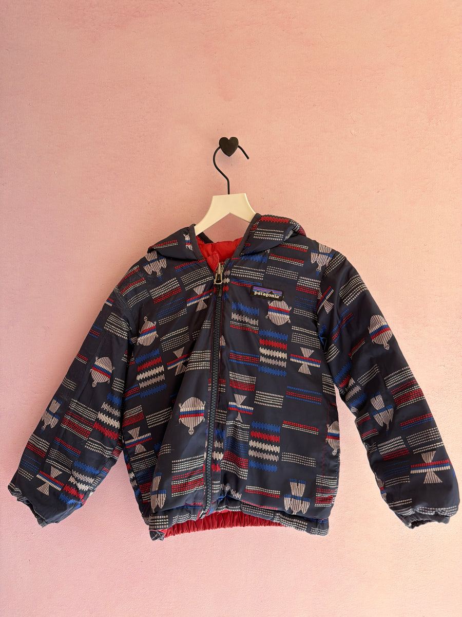Patagonia Reversible Red Navy Turtle Totem Puffer / 2-3 Years