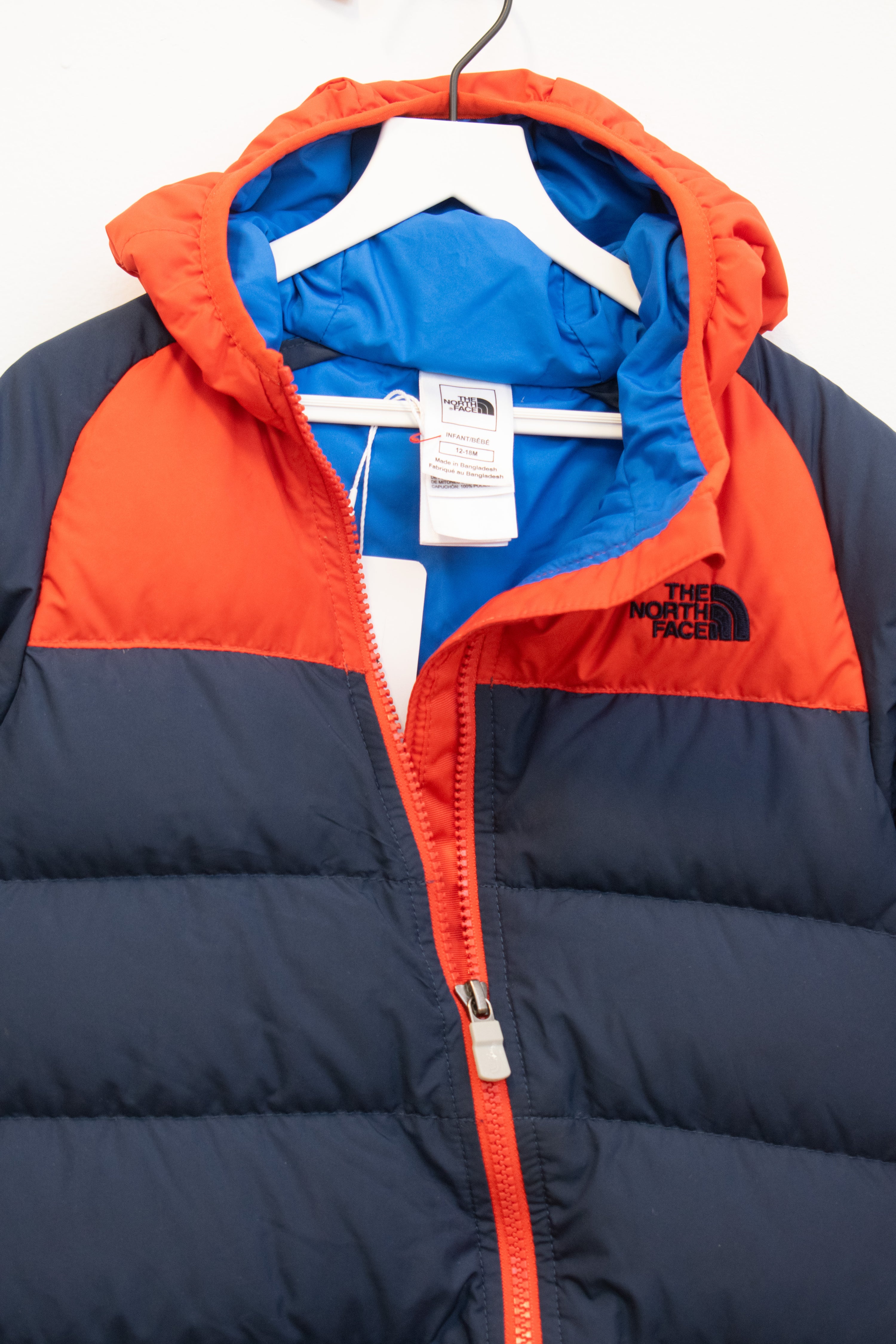 The North Face Red and Navy 550 Bunting Snowsuit / 12-18 months