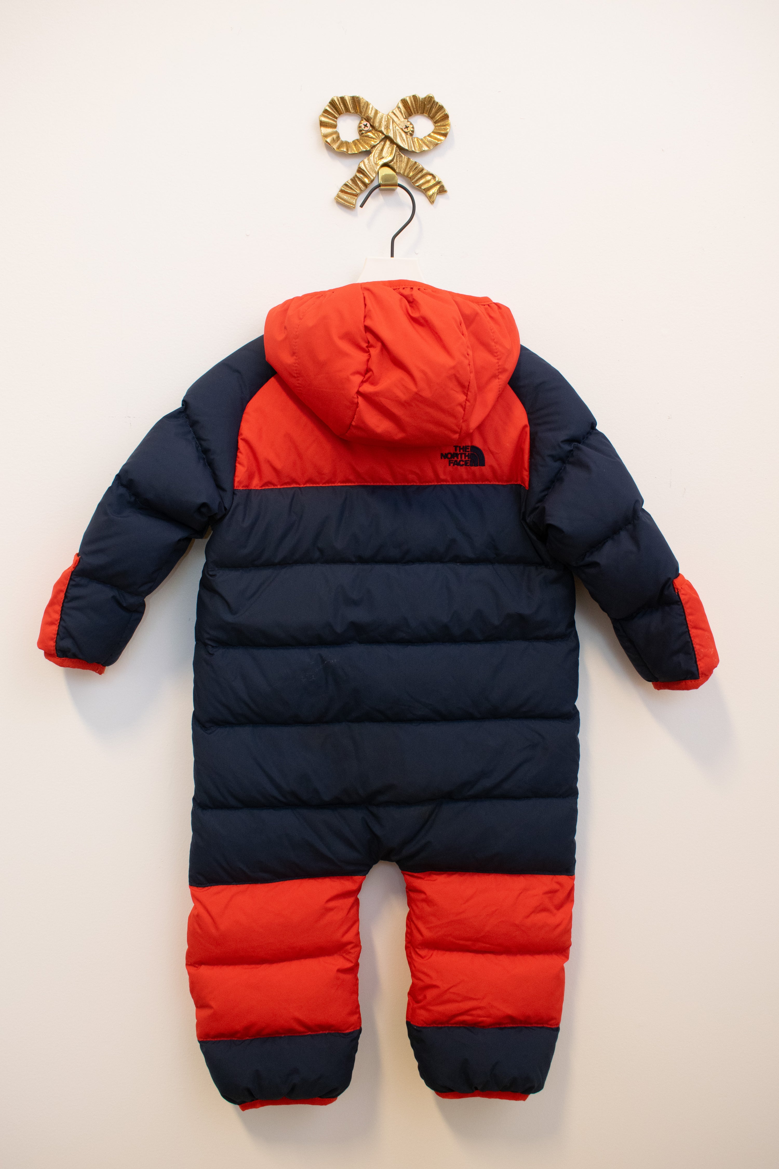 The North Face Red and Navy 550 Bunting Snowsuit / 12-18 months