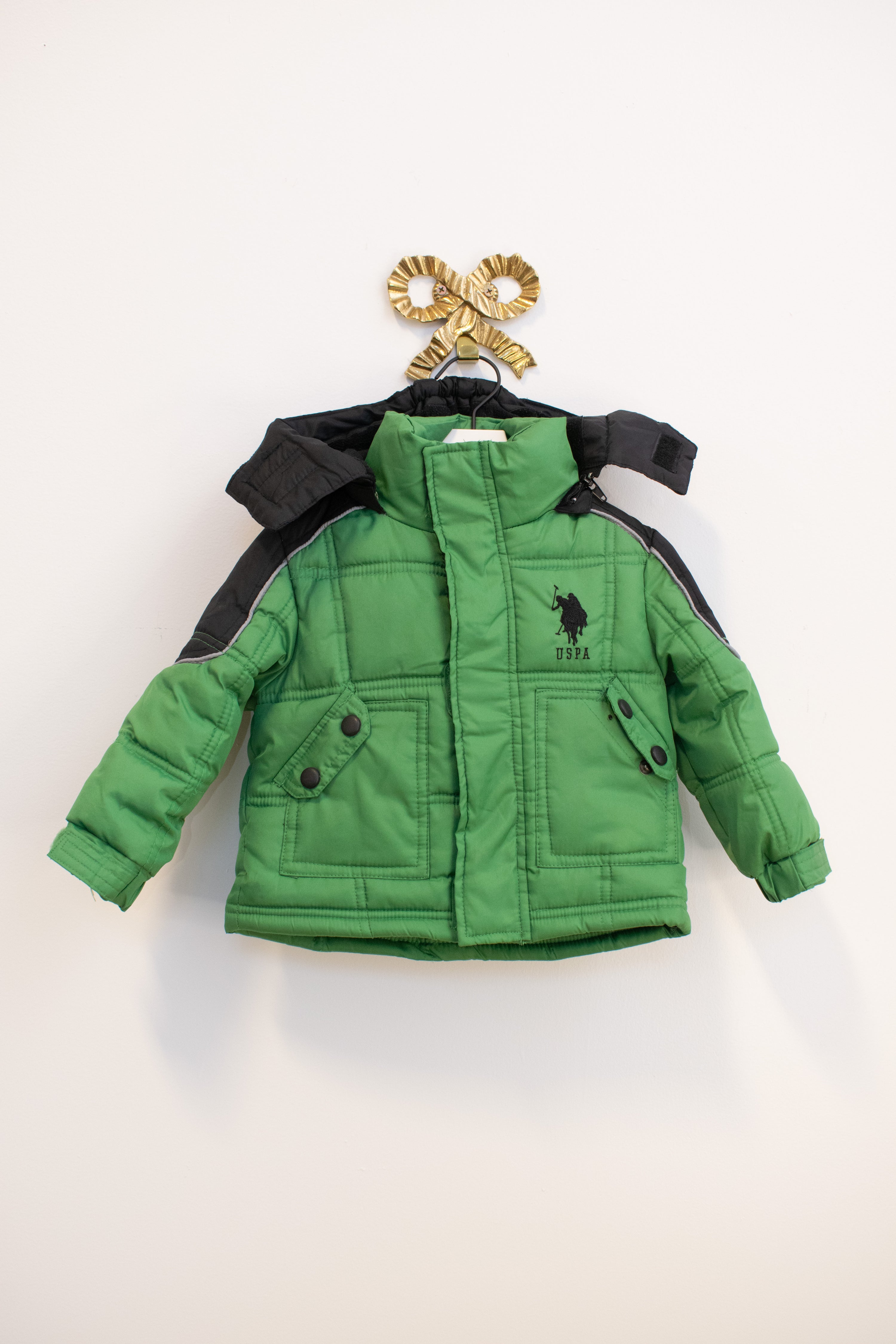U.S. Polo Assn. Green and Black Puffer / 18 months