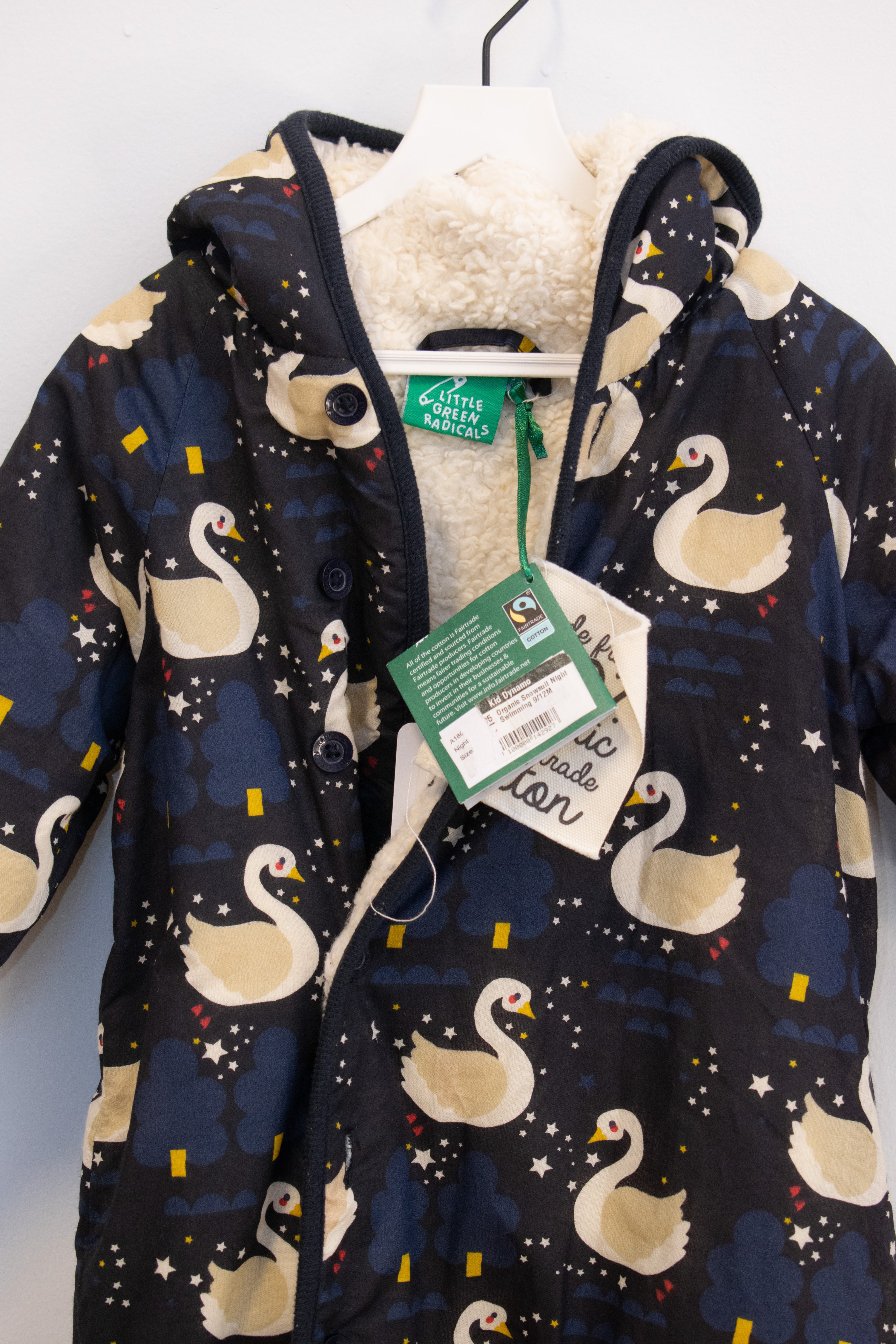 NWTs Little Green Radicals Sherpa Lined Swan Snow Suit / 9-12 months