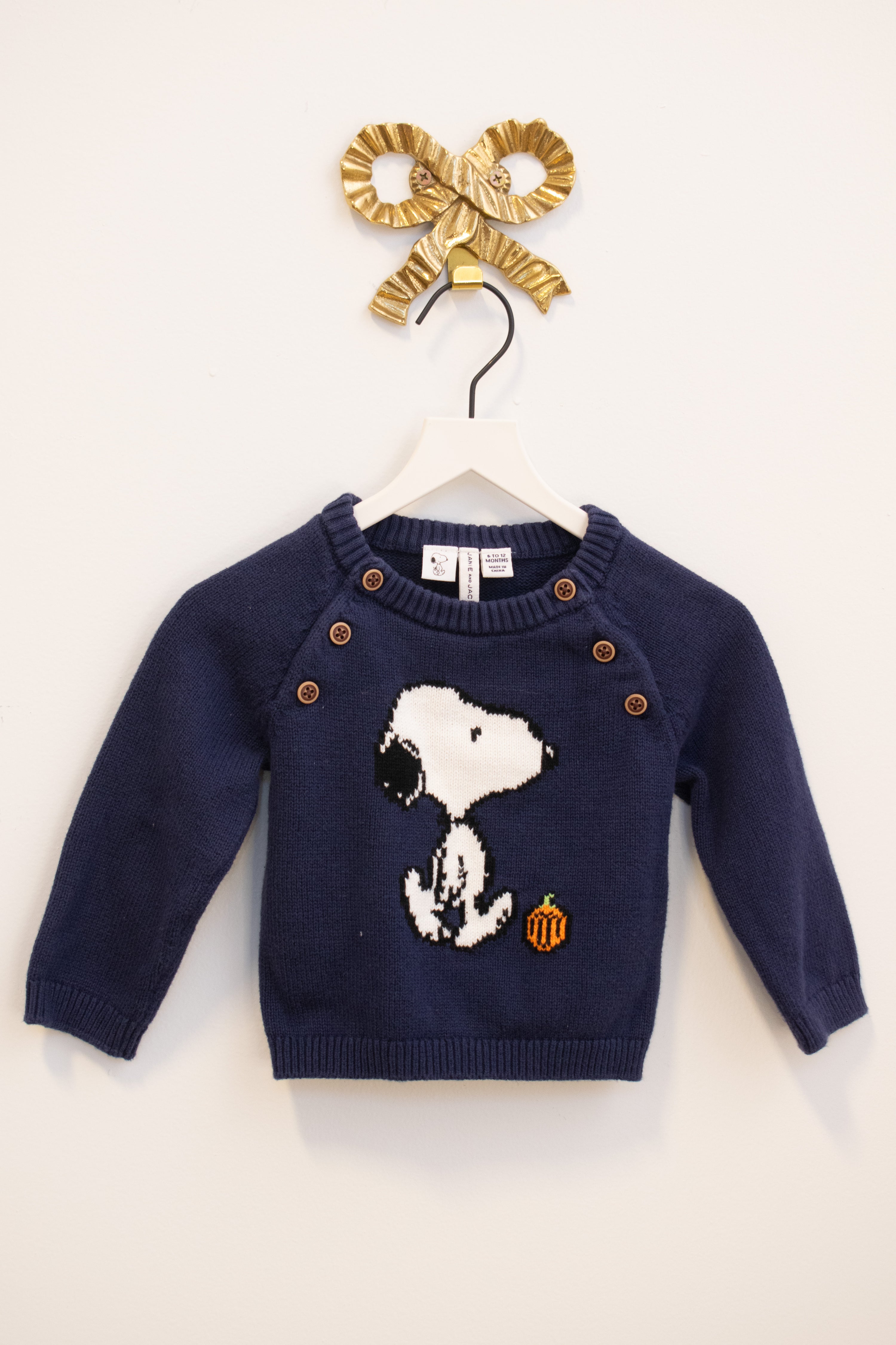 Janie and Jack Snoopy Pumpkin Sweater / 6-12 months