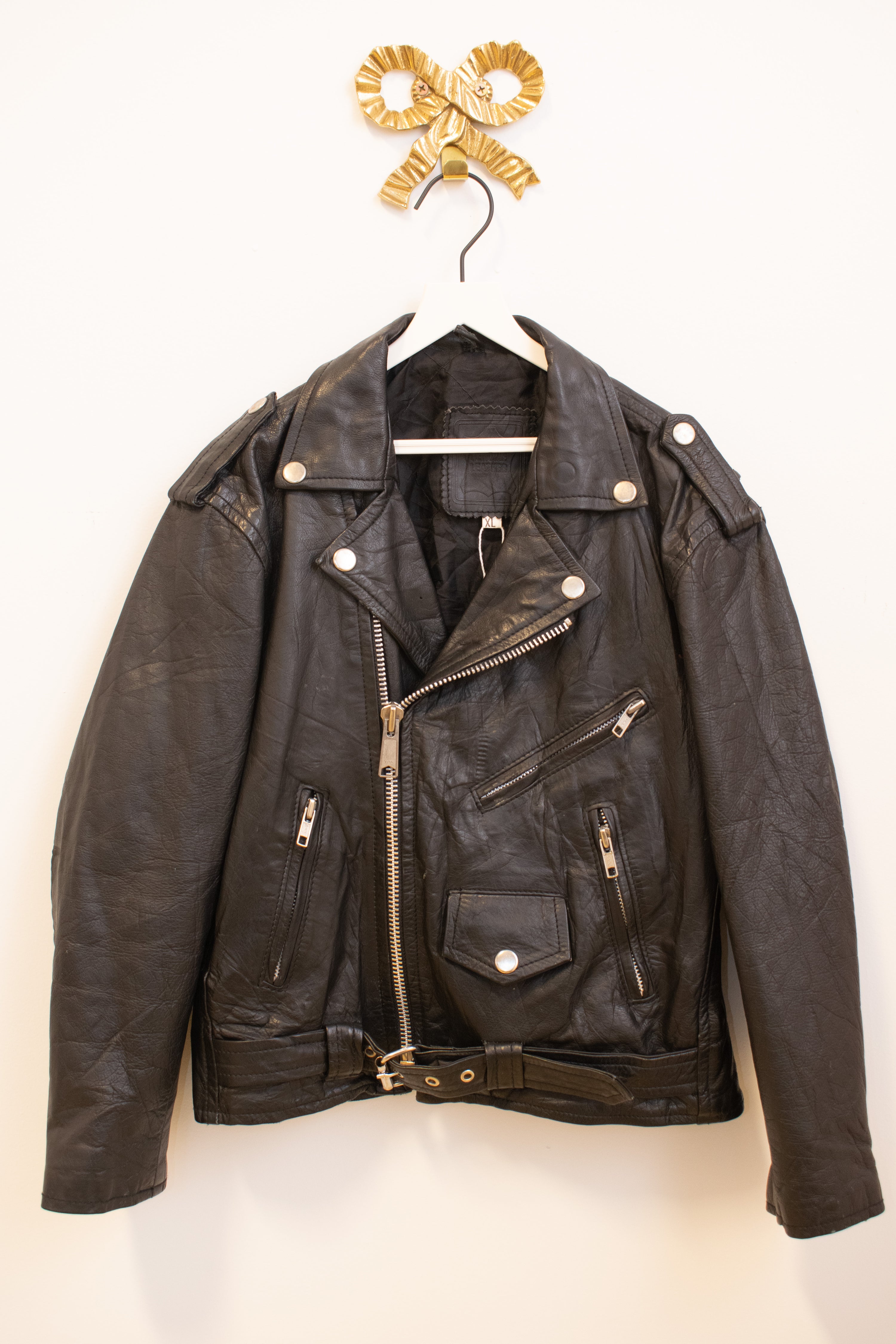 vintage Faux Motorcycle Jacket / Youth XL