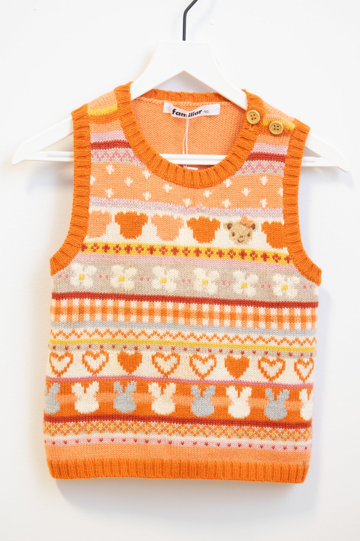 vintage Familia Heart Bear Bunny Sweater vest / 2T