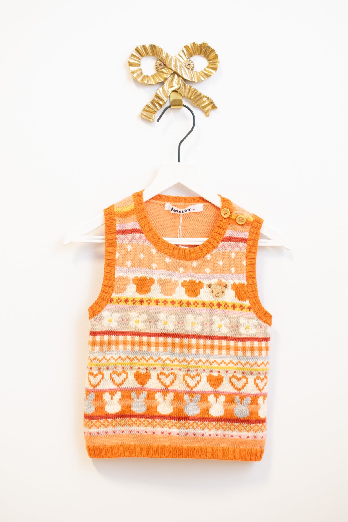 vintage Familia Heart Bear Bunny Sweater vest / 2T