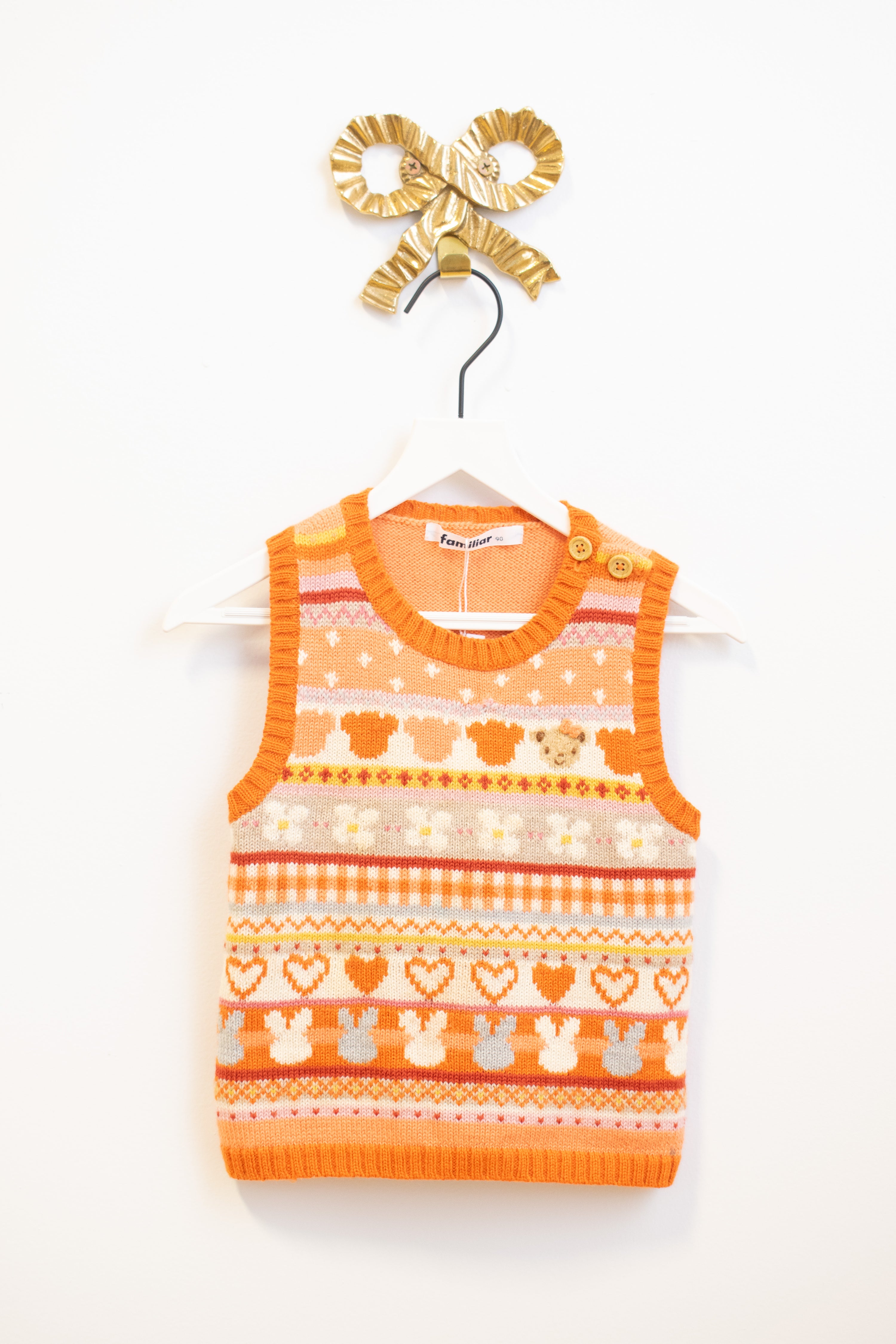 vintage Familia Heart Bear Bunny Sweater vest / 2T