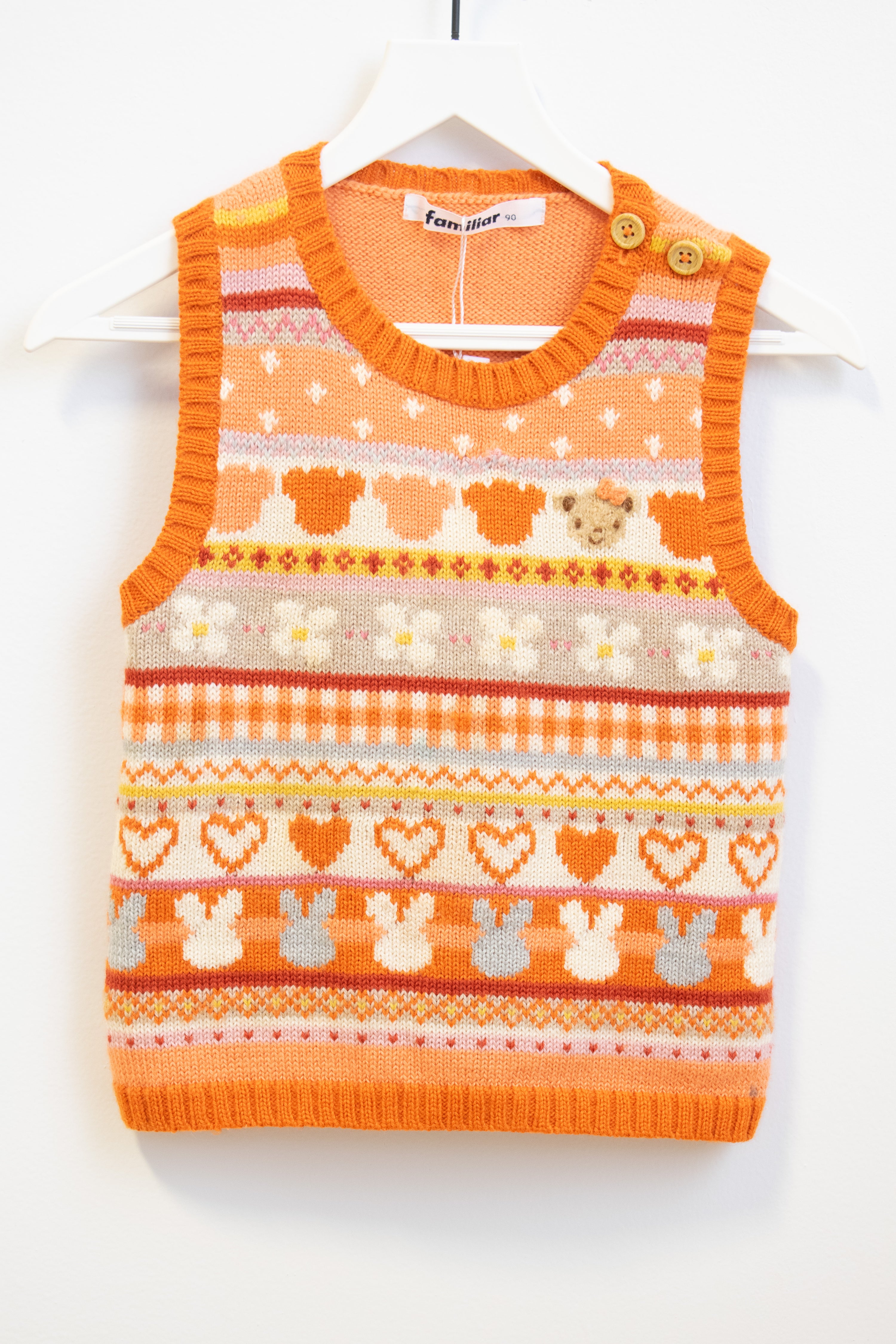 vintage Familia Heart Bear Bunny Sweater vest / 2T