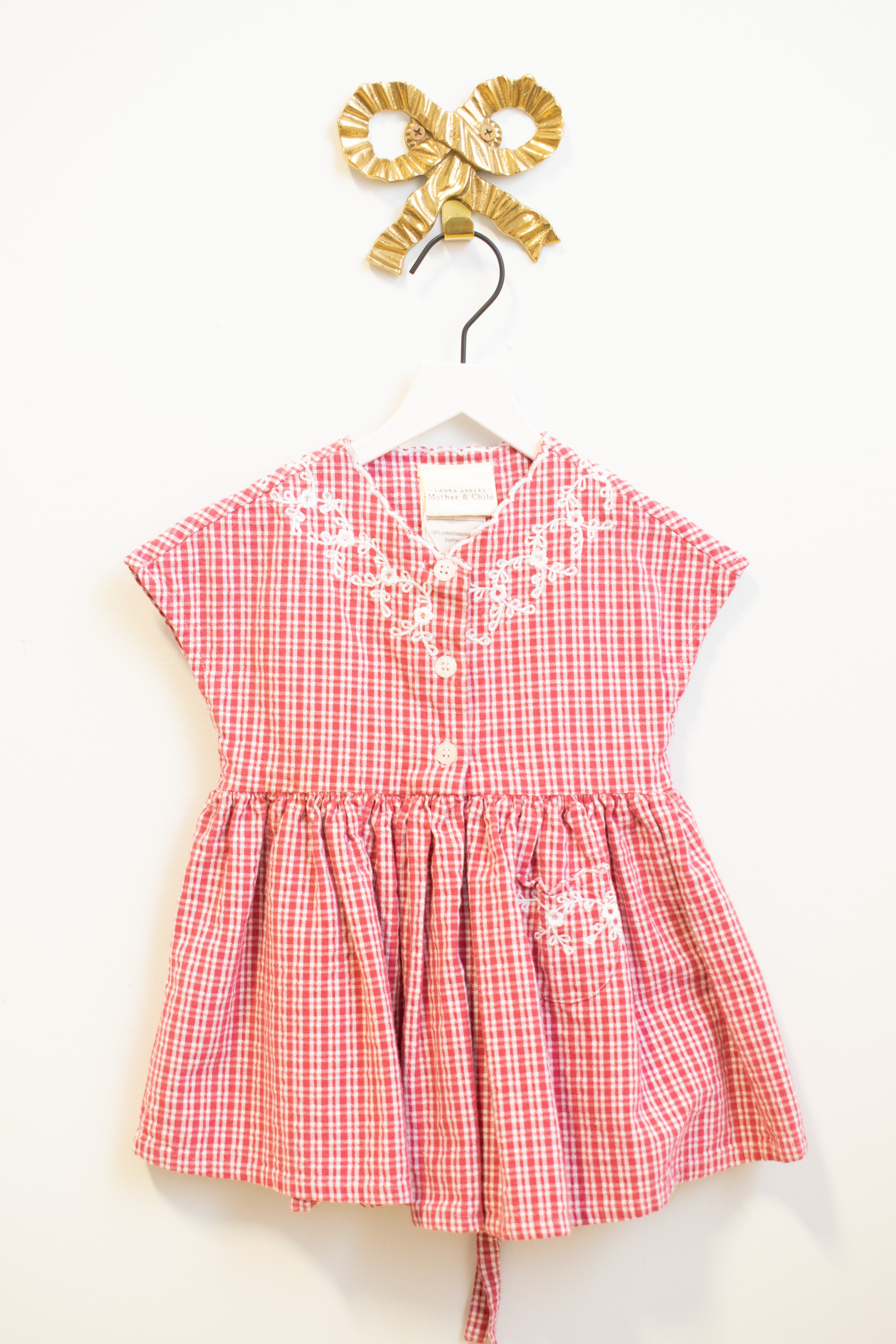 vintage Laura Ashley Red and White Gingham Dress / 6 months