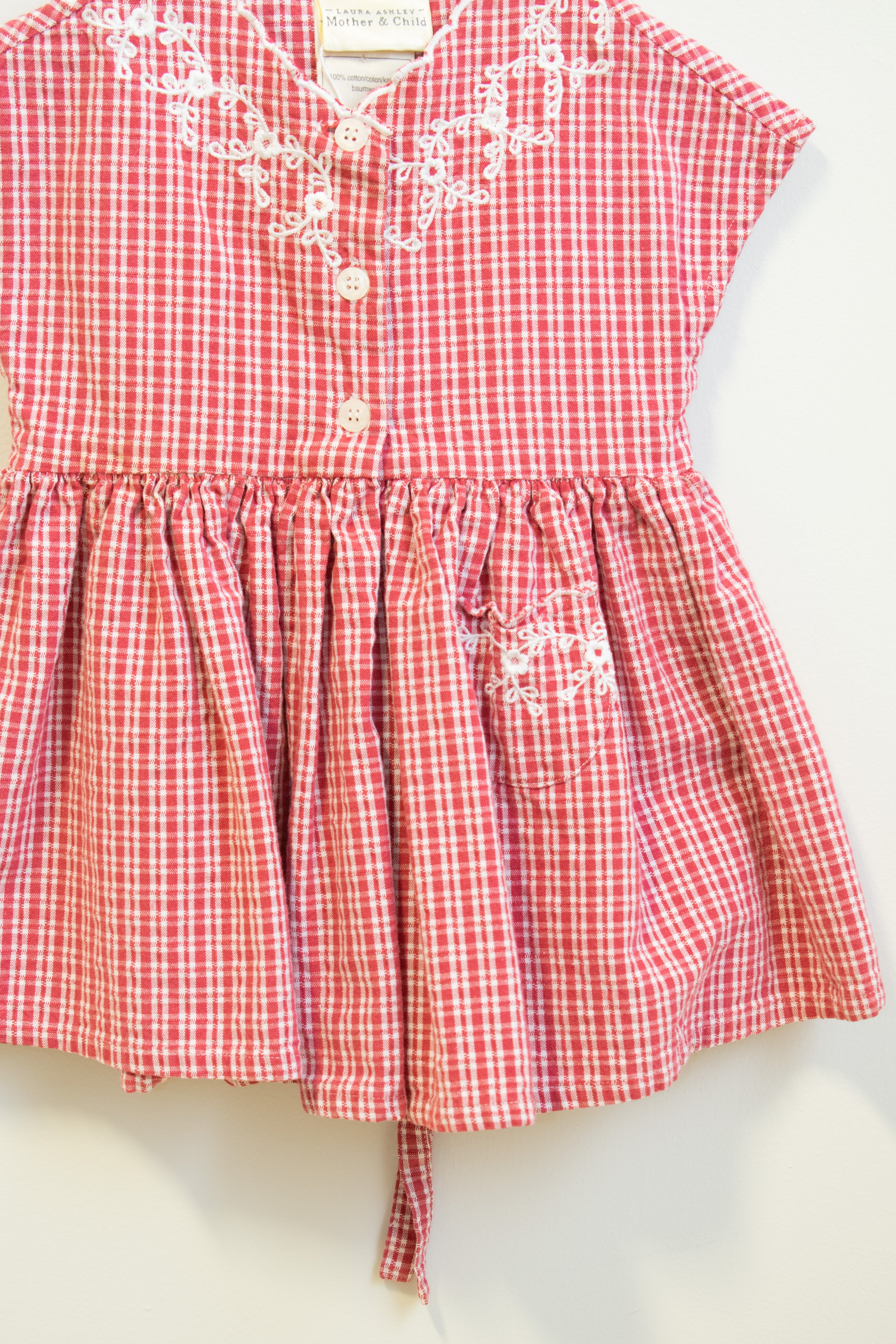 vintage Laura Ashley Red and White Gingham Dress / 6 months