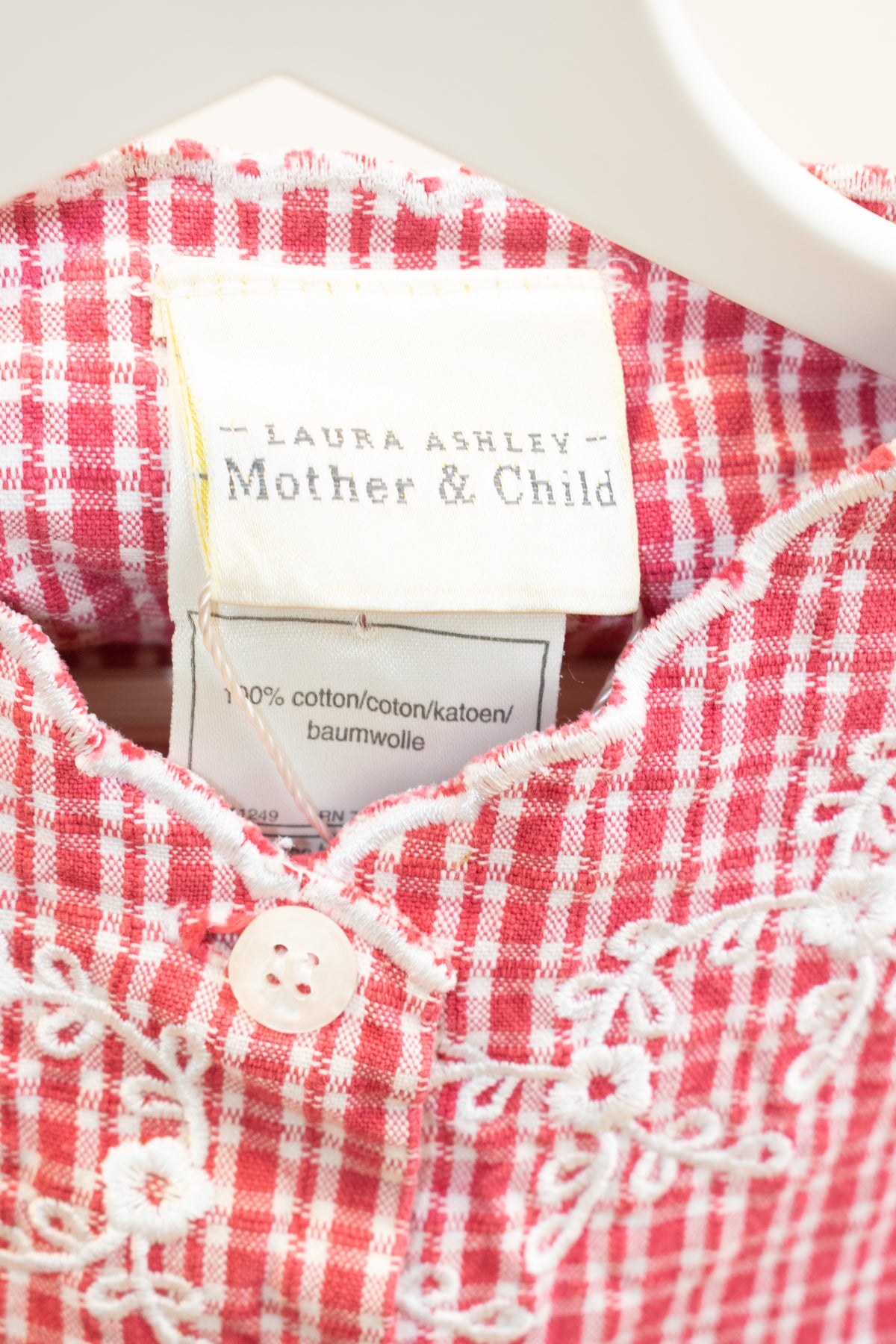 vintage Laura Ashley Red and White Gingham Dress / 6 months