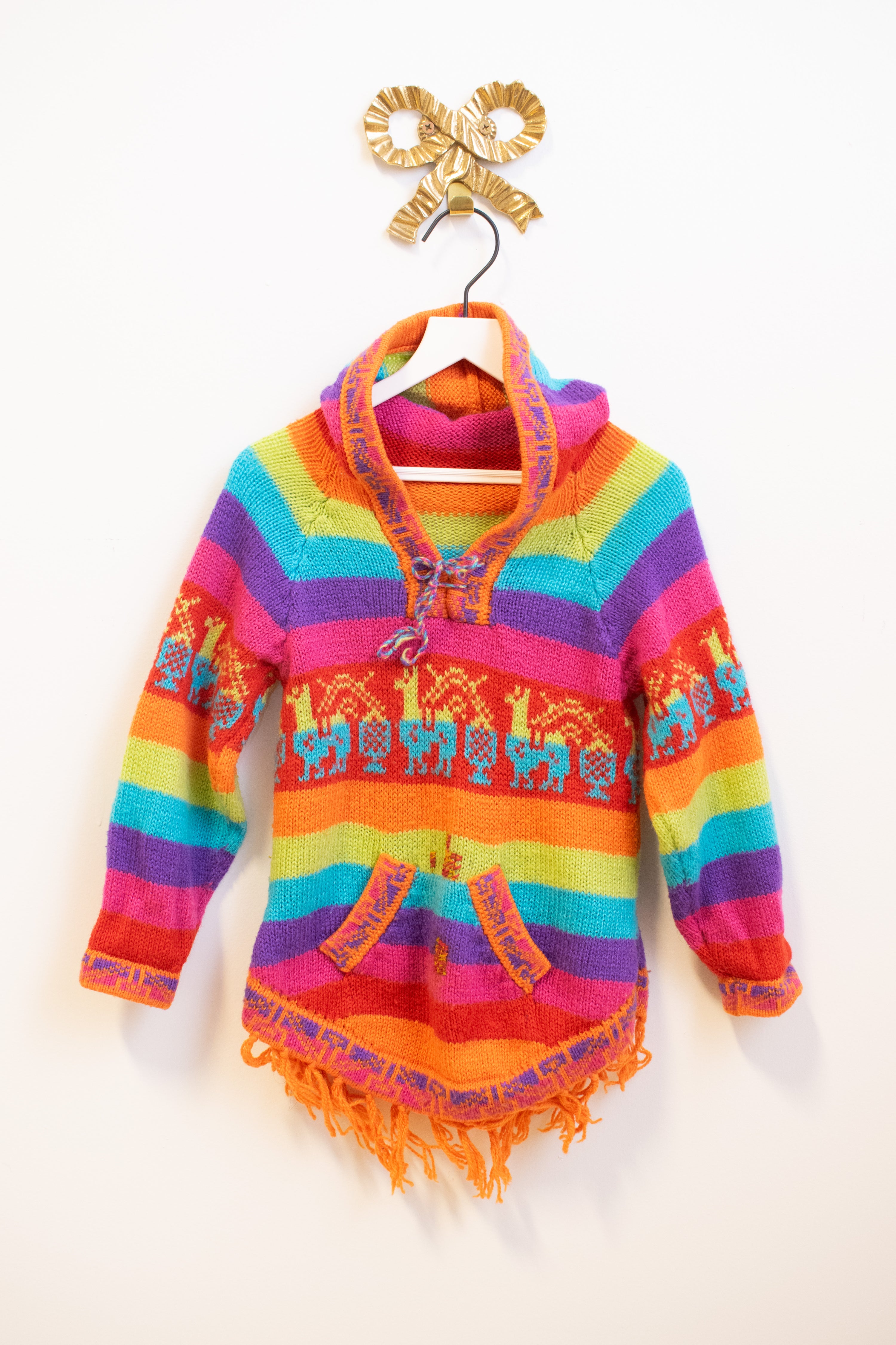 vintage Rainbow Bright Peruvian Sweater Creative Mending / 2-4 years