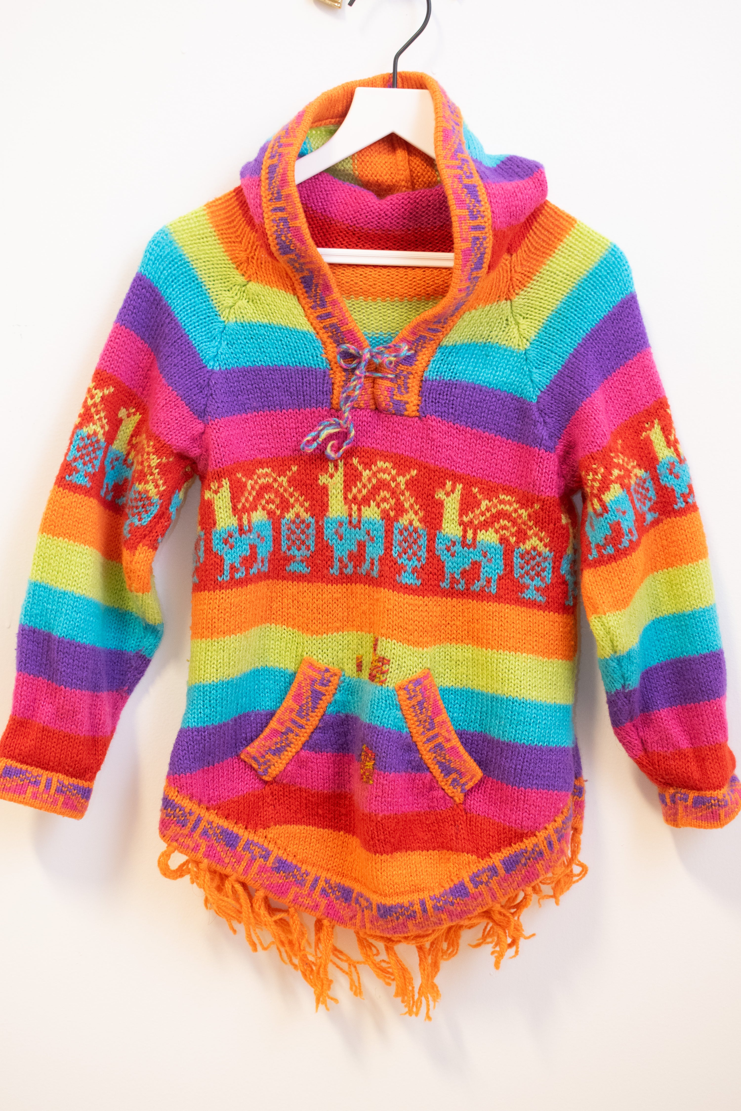 vintage Rainbow Bright Peruvian Sweater Creative Mending / 2-4 years