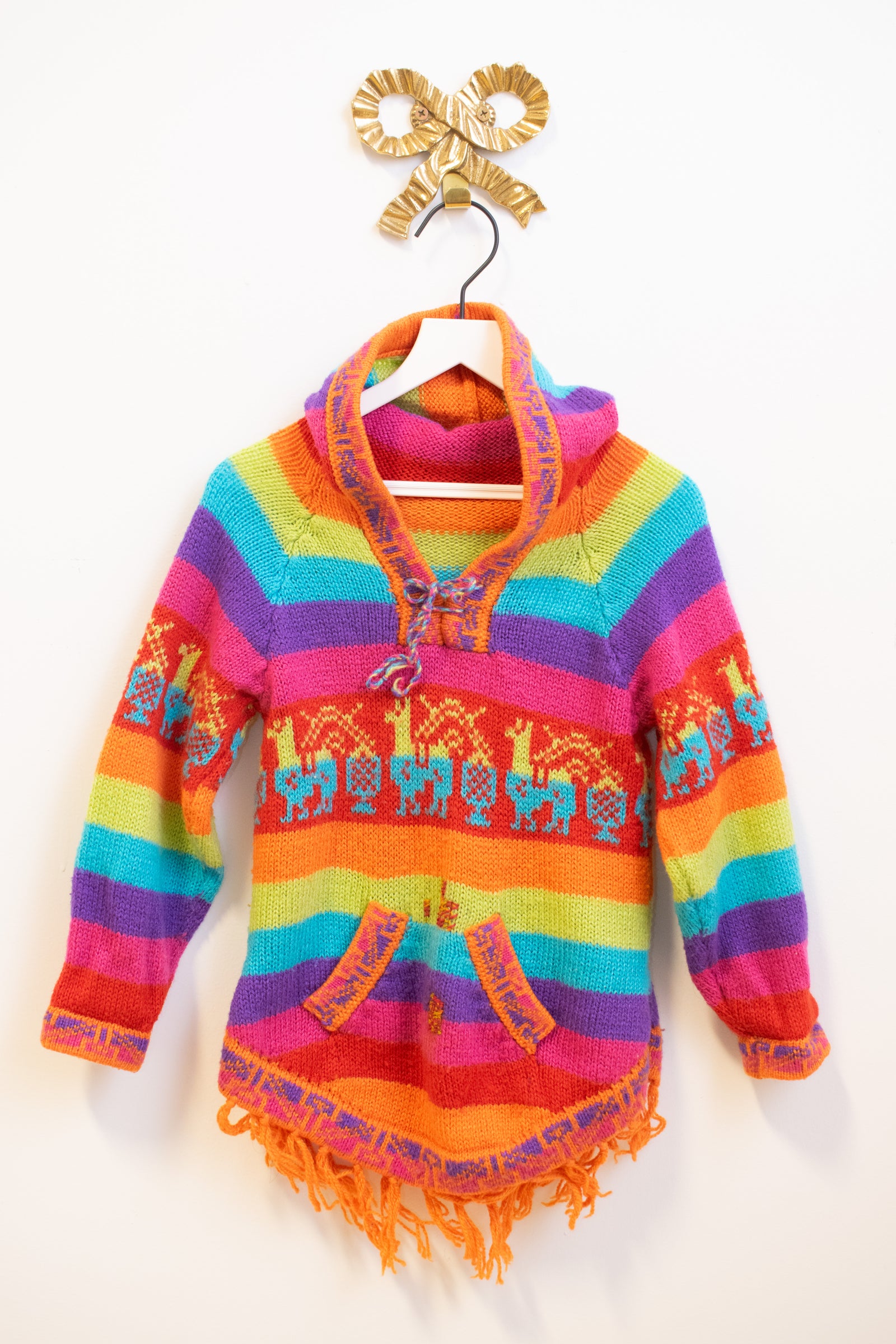 vintage Rainbow Bright Peruvian Sweater Creative Mending / 2-4 years
