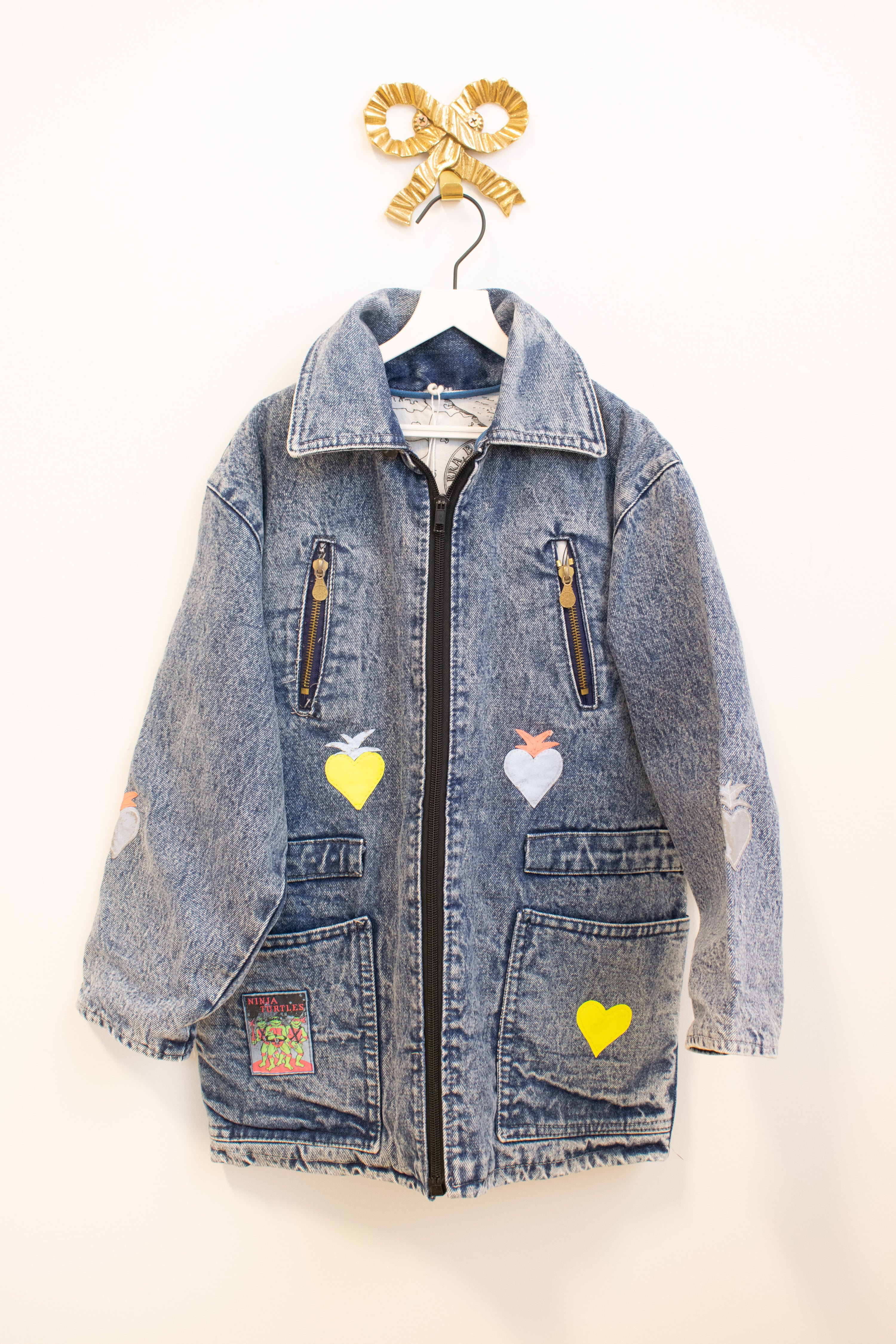 OFAK handmade vintage Italian Folk Art Denim Explorer Jacket / 8-10