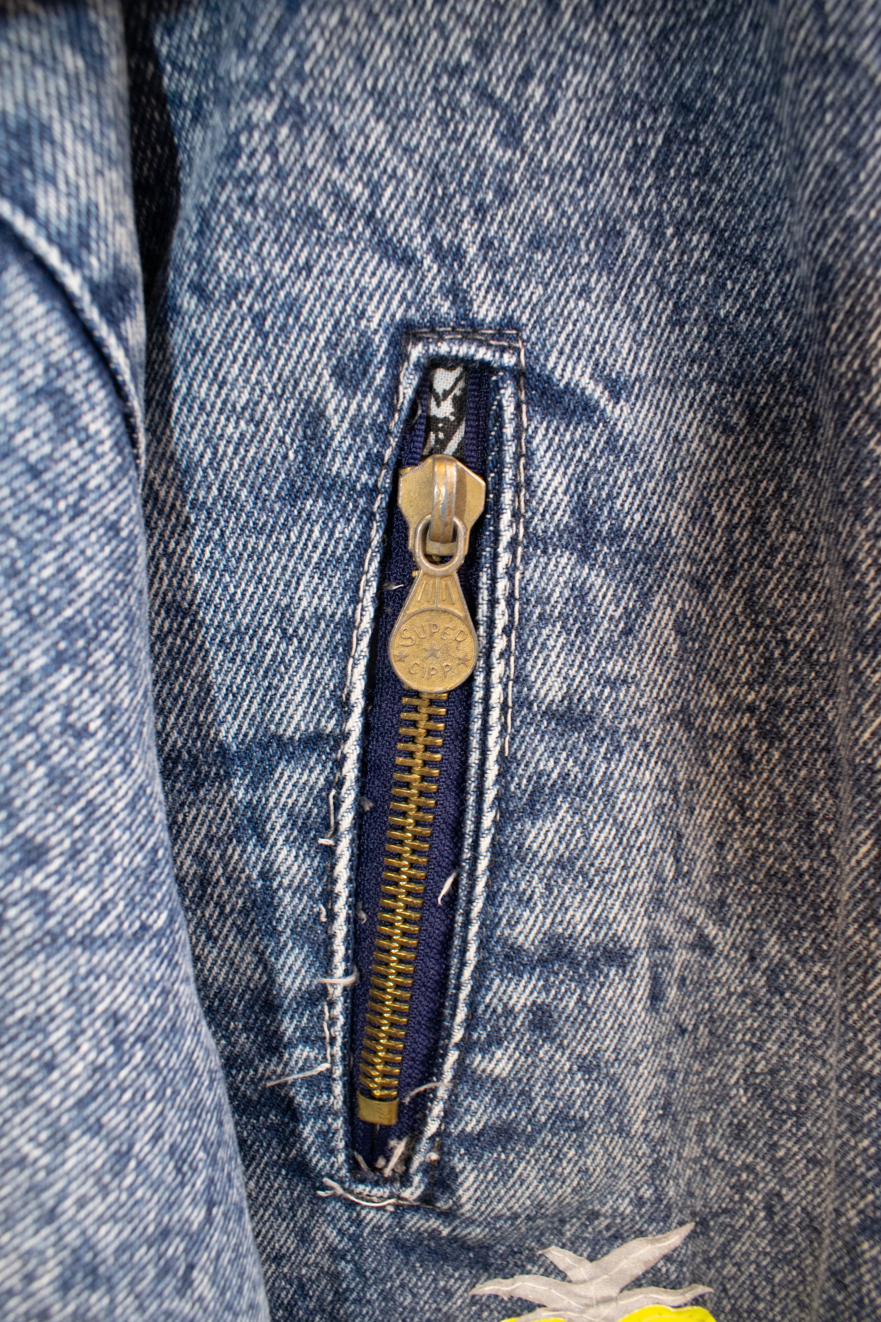 OFAK handmade vintage Italian Folk Art Denim Explorer Jacket / 8-10