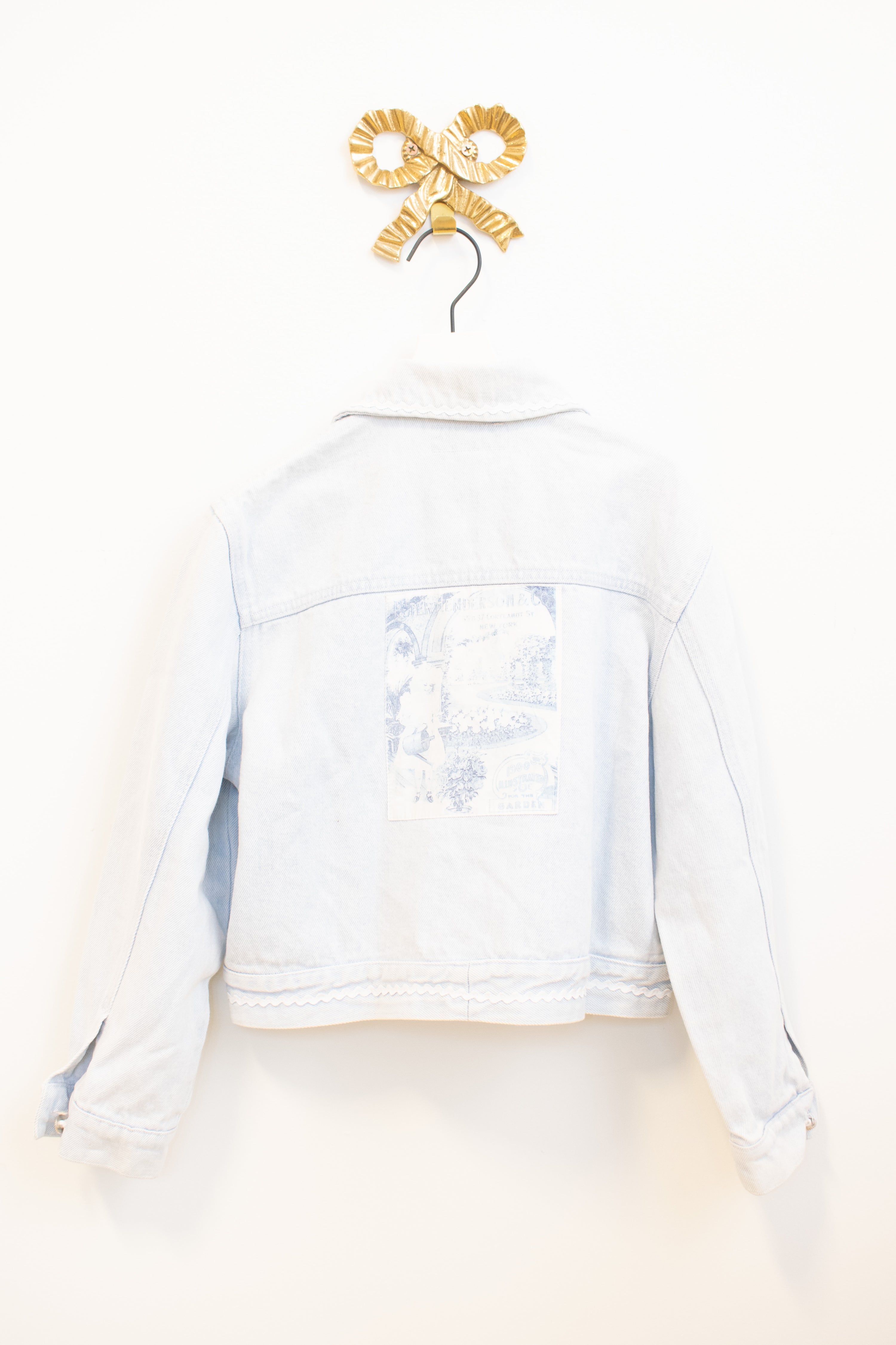 vintage Light Pearl RicRac Jean Jacket / 10-12