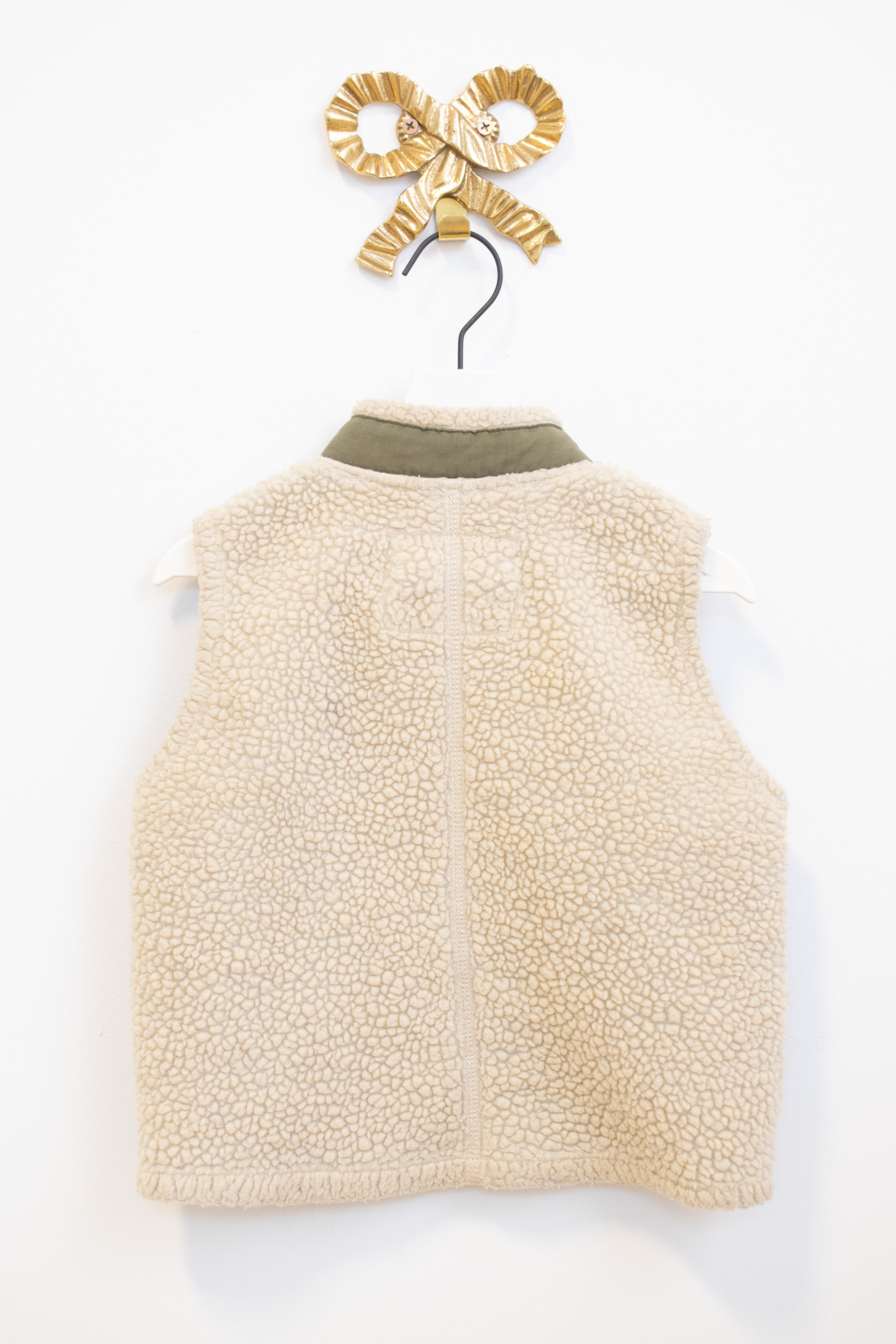 Patagonia Creative Mending Beige and Olive Fleece Vest / 24 months