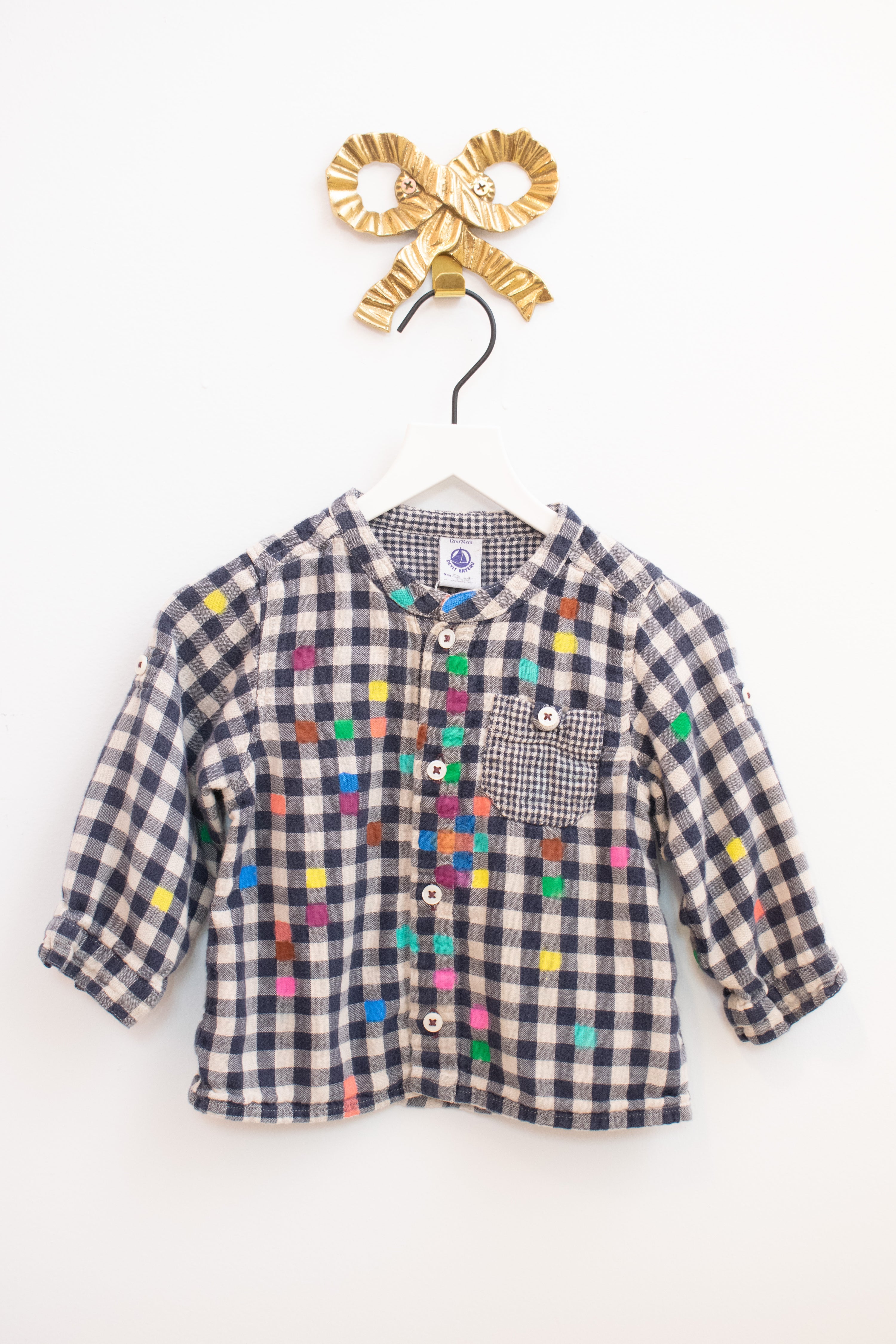 Courtney Knight x Petit Bateau Colored-In Check Flannel / 12 months