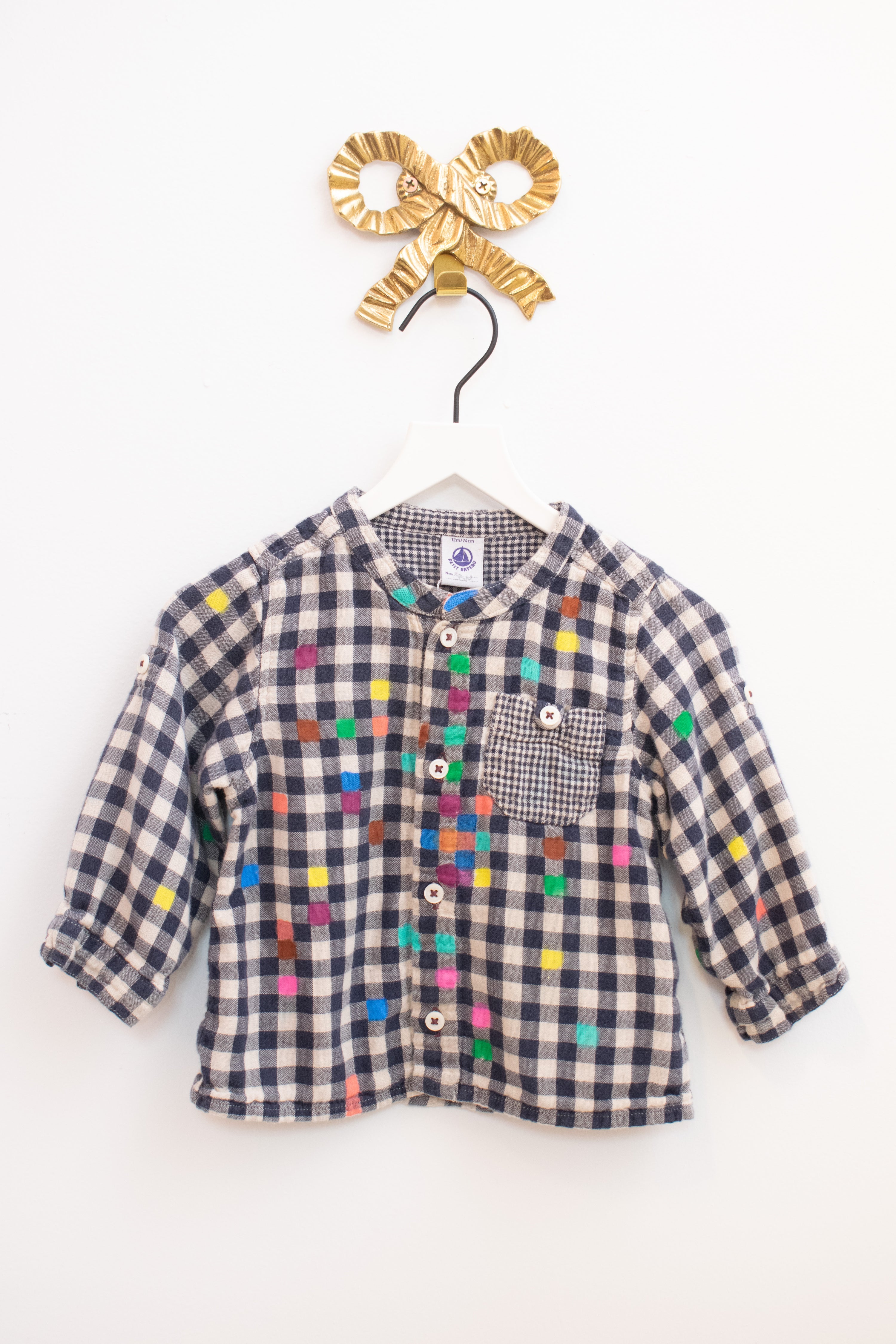 Courtney Knight x Petit Bateau Colored-In Check Flannel / 12 months