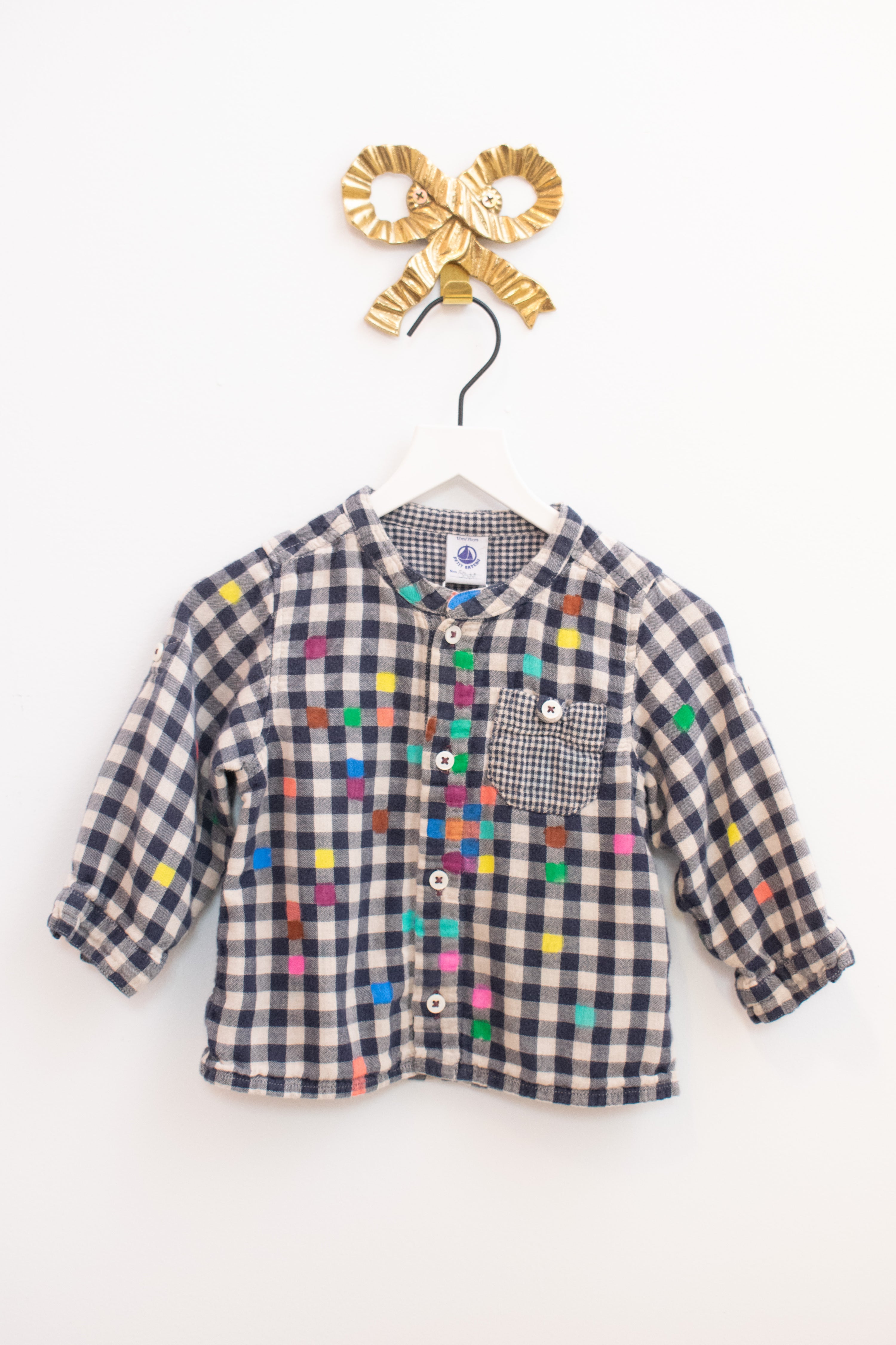 Courtney Knight x Petit Bateau Colored-In Check Flannel / 12 months