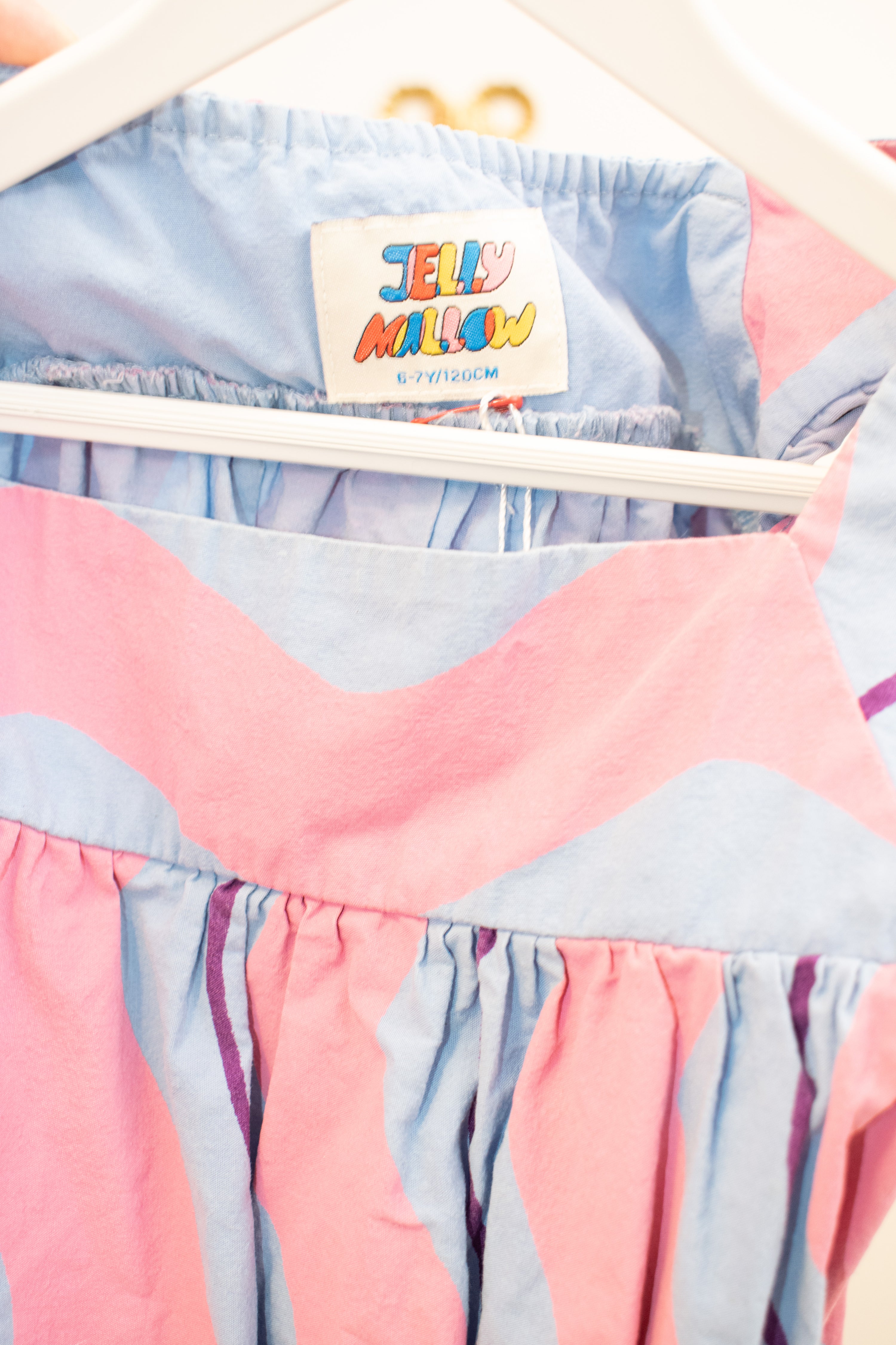 Jelly Mallow Wave Stripe Cotton Dress / 6-7 Years