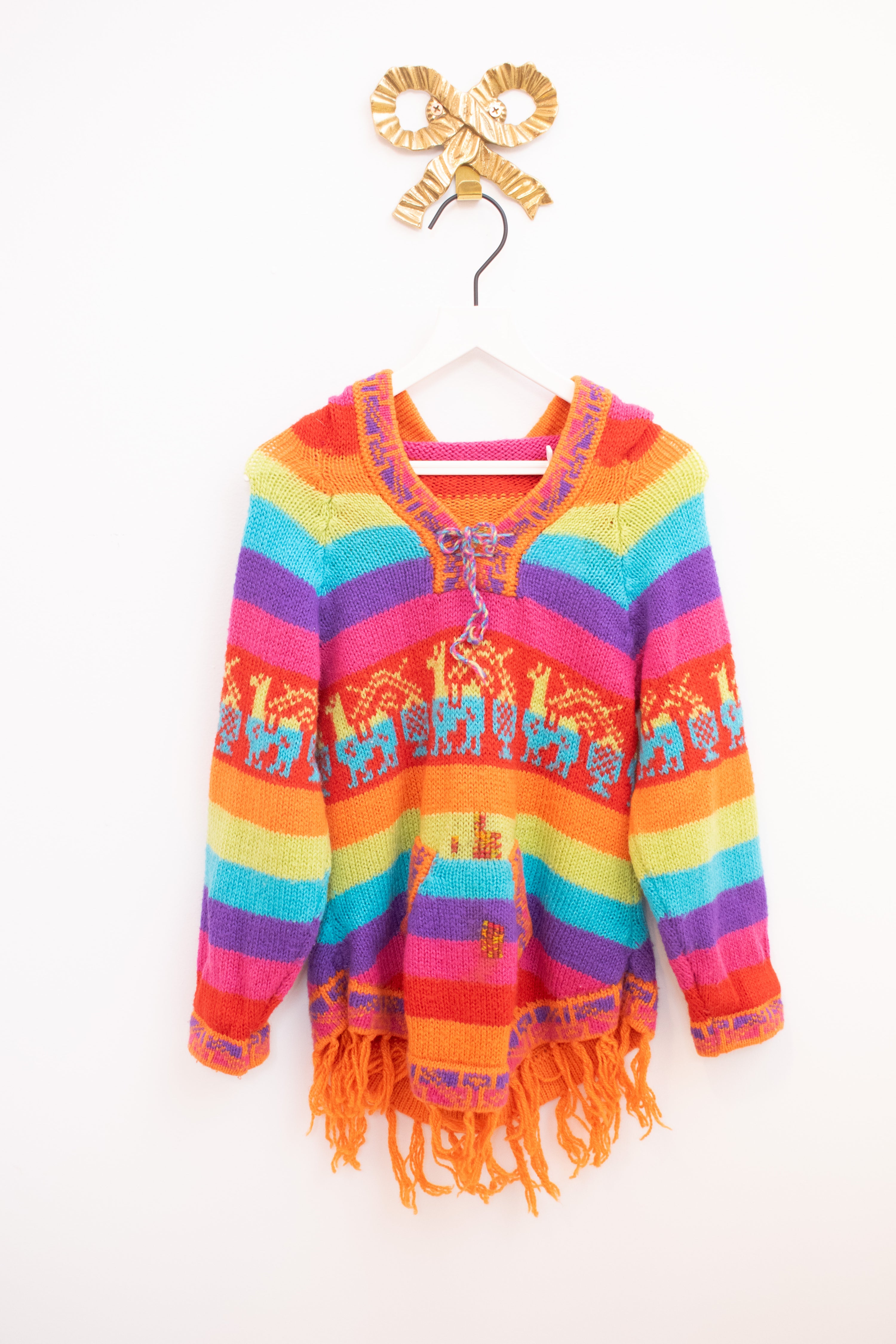 vintage Rainbow Bright Peruvian Sweater Creative Mending / 2-4 years