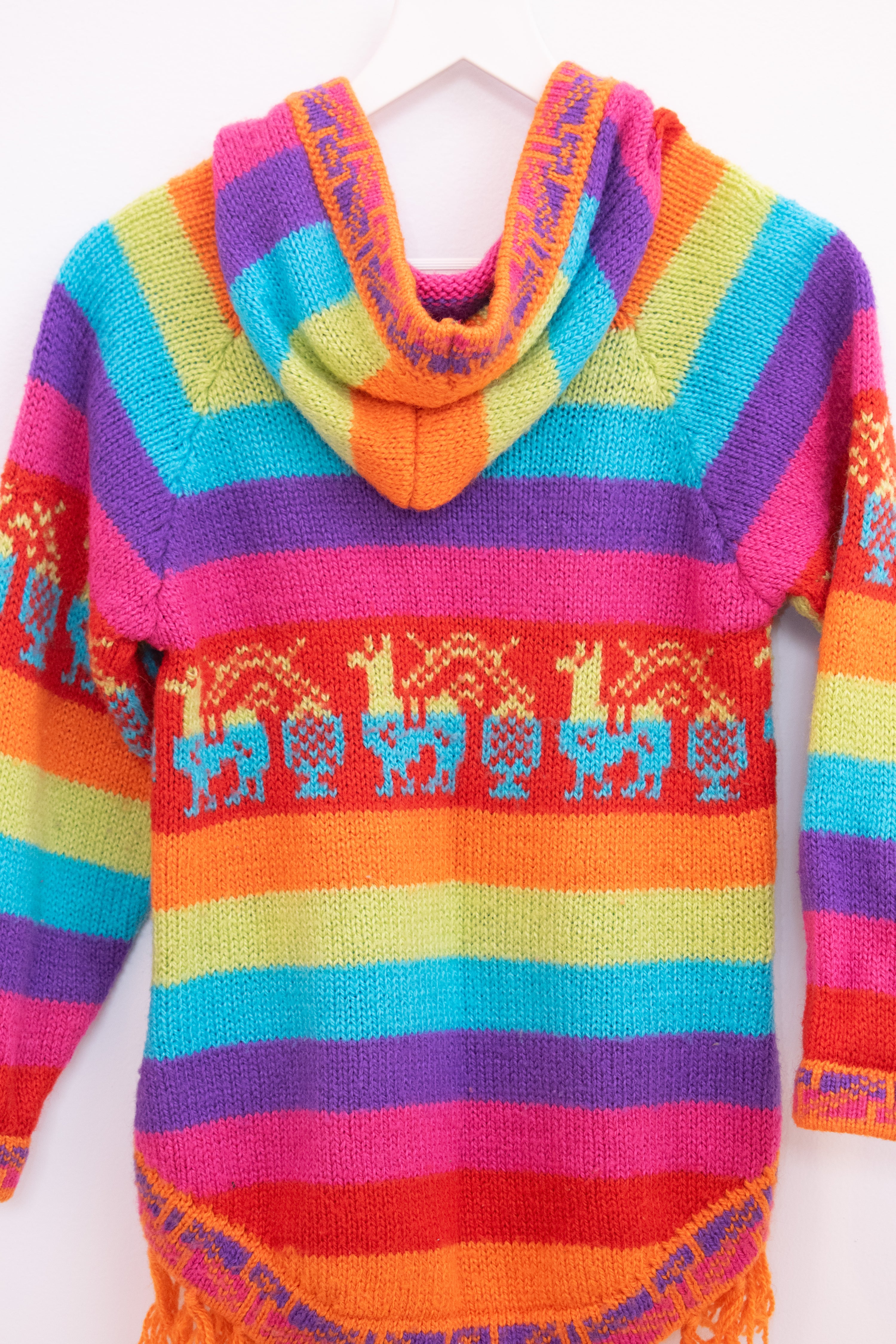 vintage Rainbow Bright Peruvian Sweater Creative Mending / 2-4 years