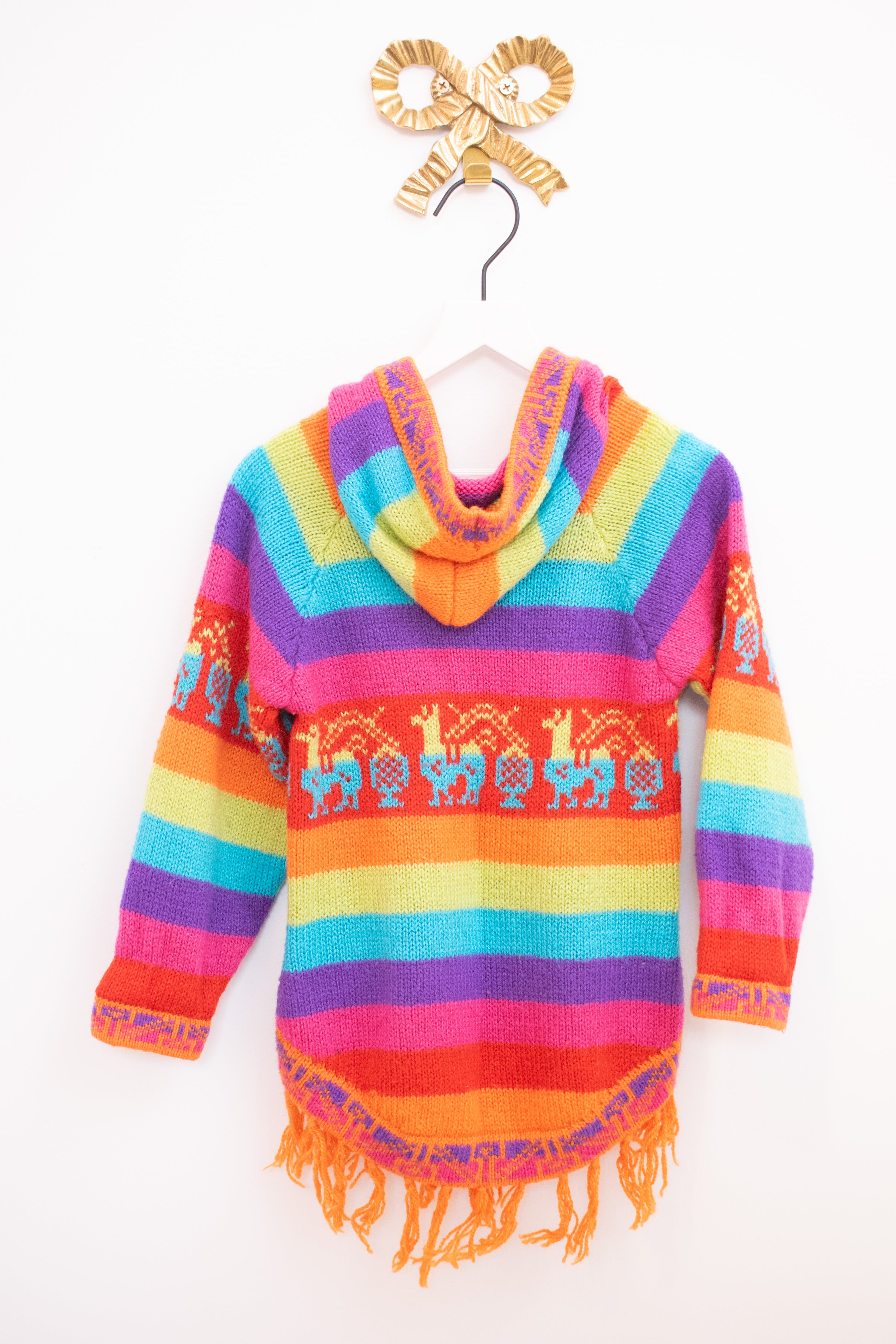 vintage Rainbow Bright Peruvian Sweater Creative Mending / 2-4 years