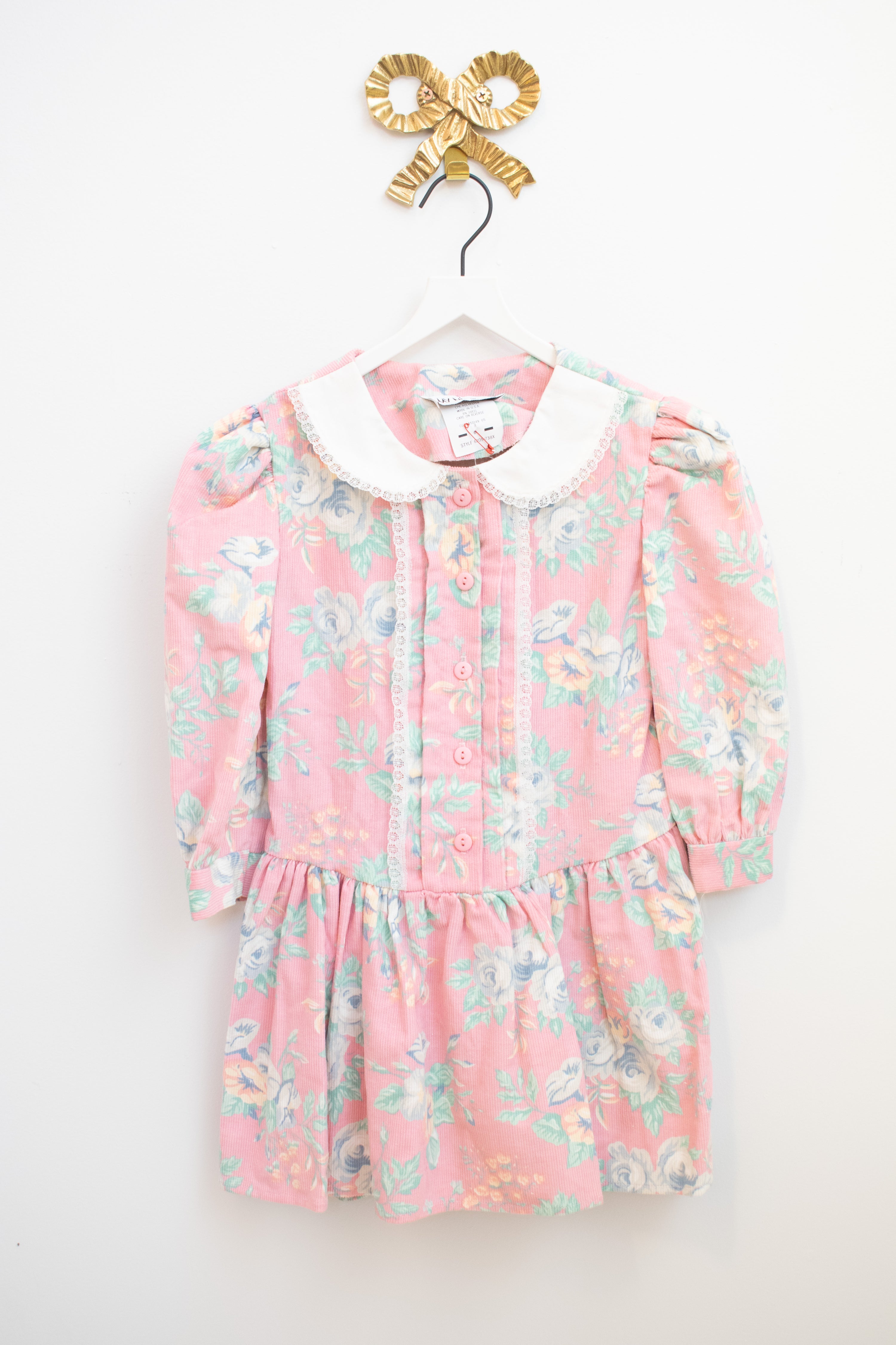 vintage Cord Floral (80s) Dress / 6