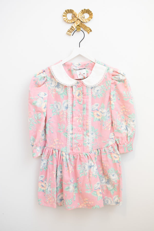 vintage Cord Floral (80s) Dress / 6