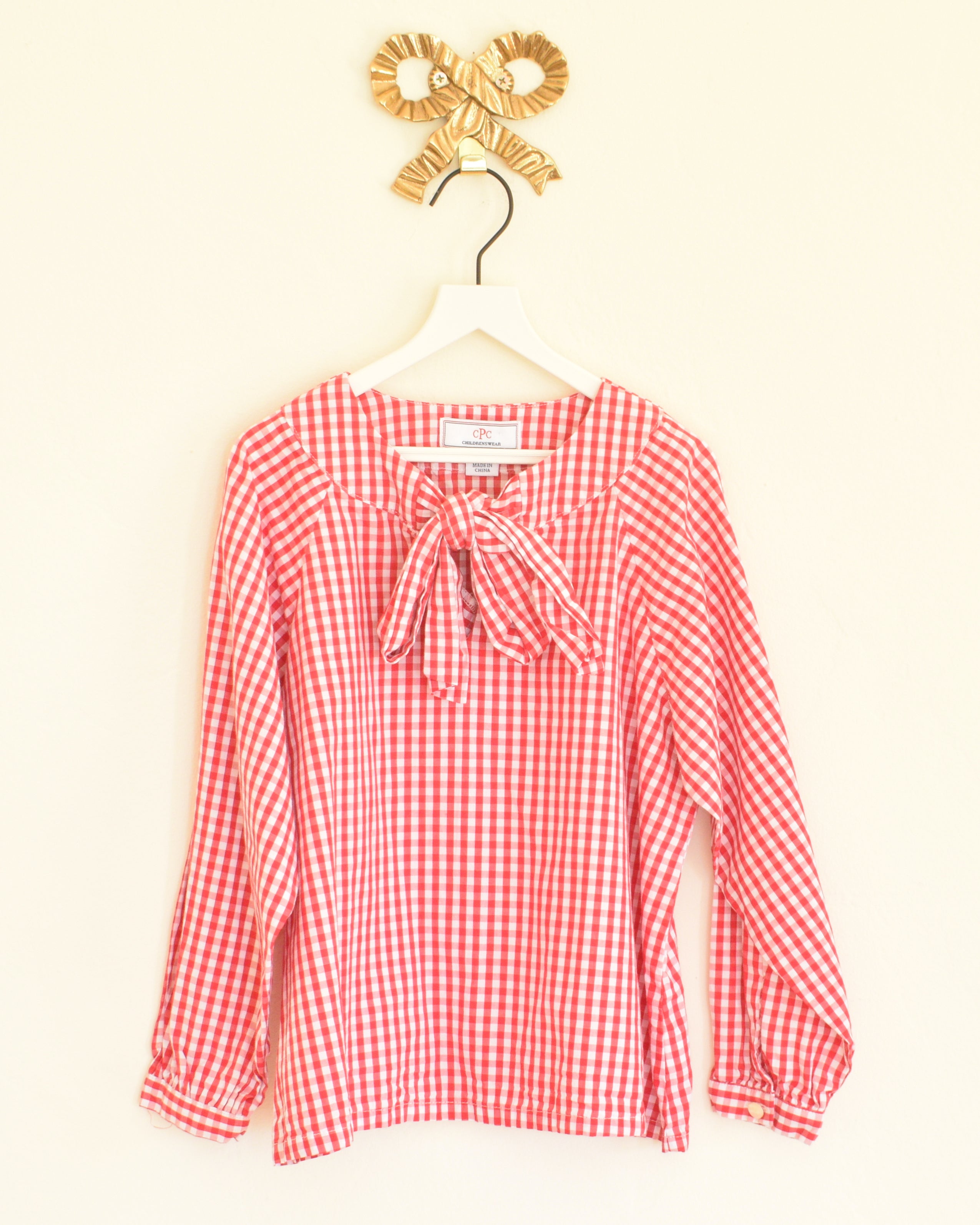 Classic Prep Childrenswear Becca Neck Tie Check Blouse / 6