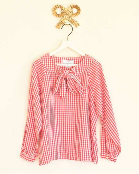 Classic Prep Childrenswear Becca Neck Tie Check Blouse / 6
