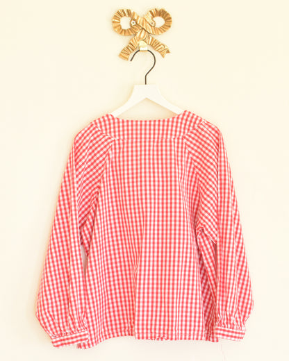 Classic Prep Childrenswear Becca Neck Tie Check Blouse / 6