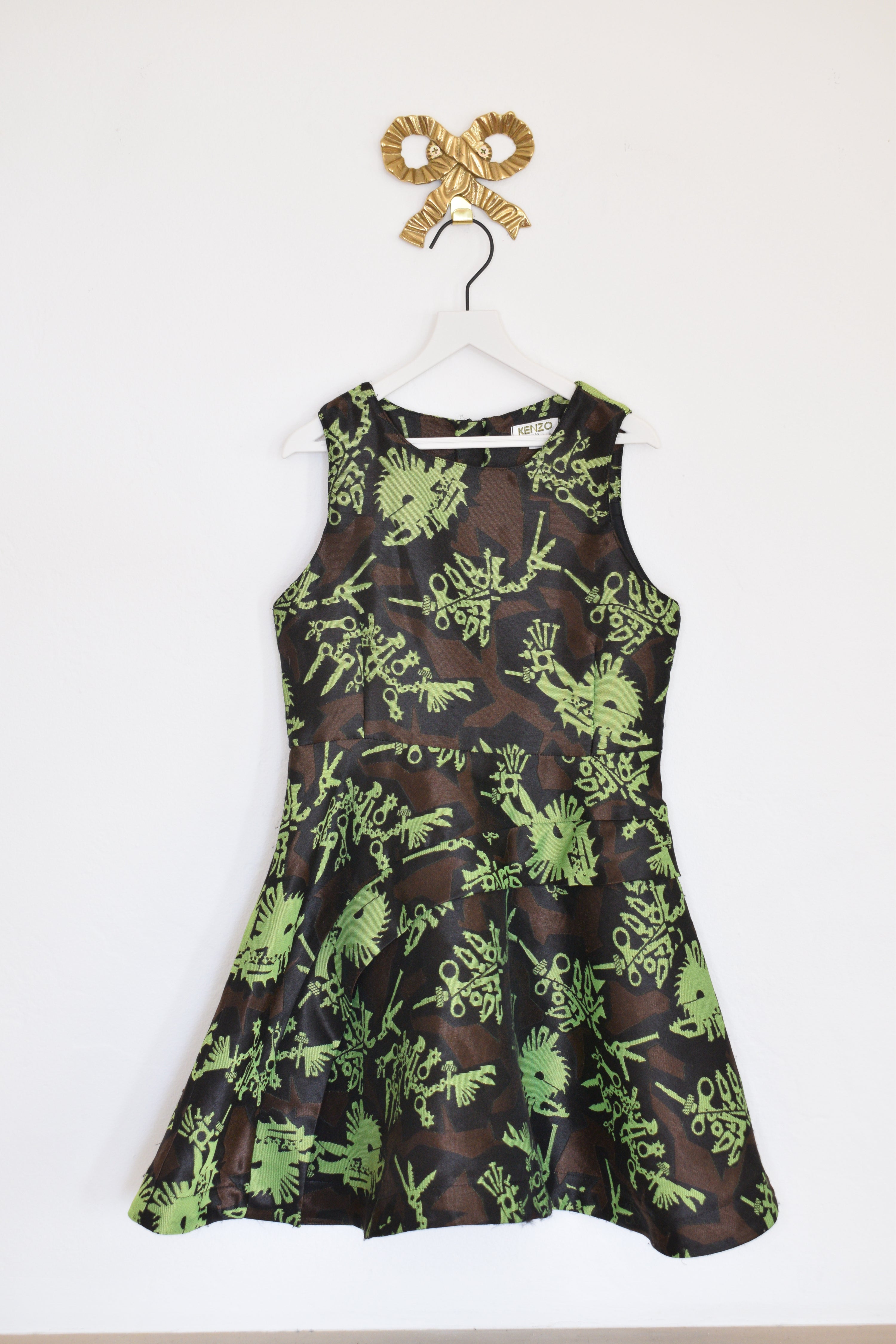 Kenzo Black & Lime Abstract Dress / 8