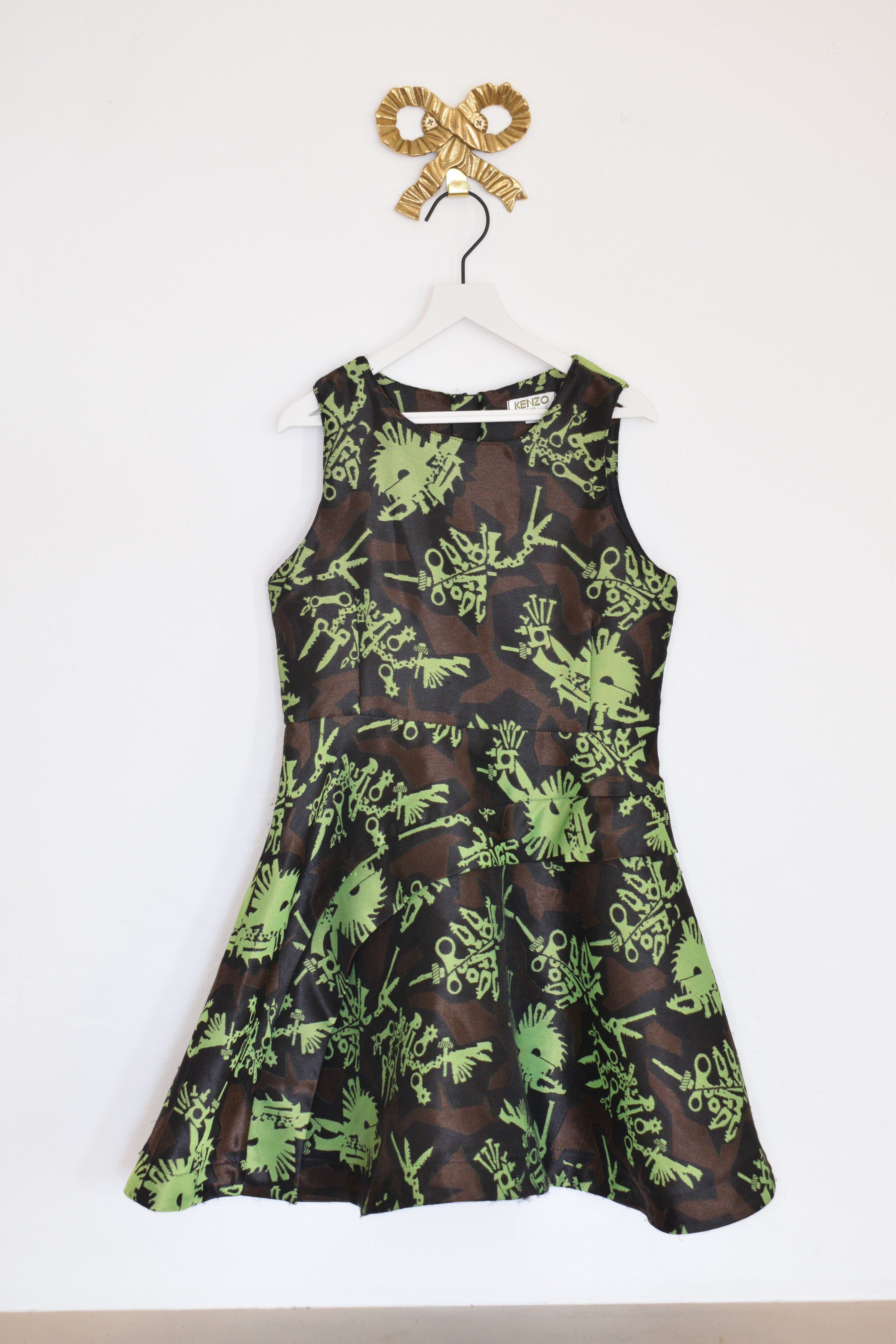 Kenzo Black & Lime Abstract Dress / 8 small talk city Kenzo Black & Lime Abstract Dress / 8 small talk city