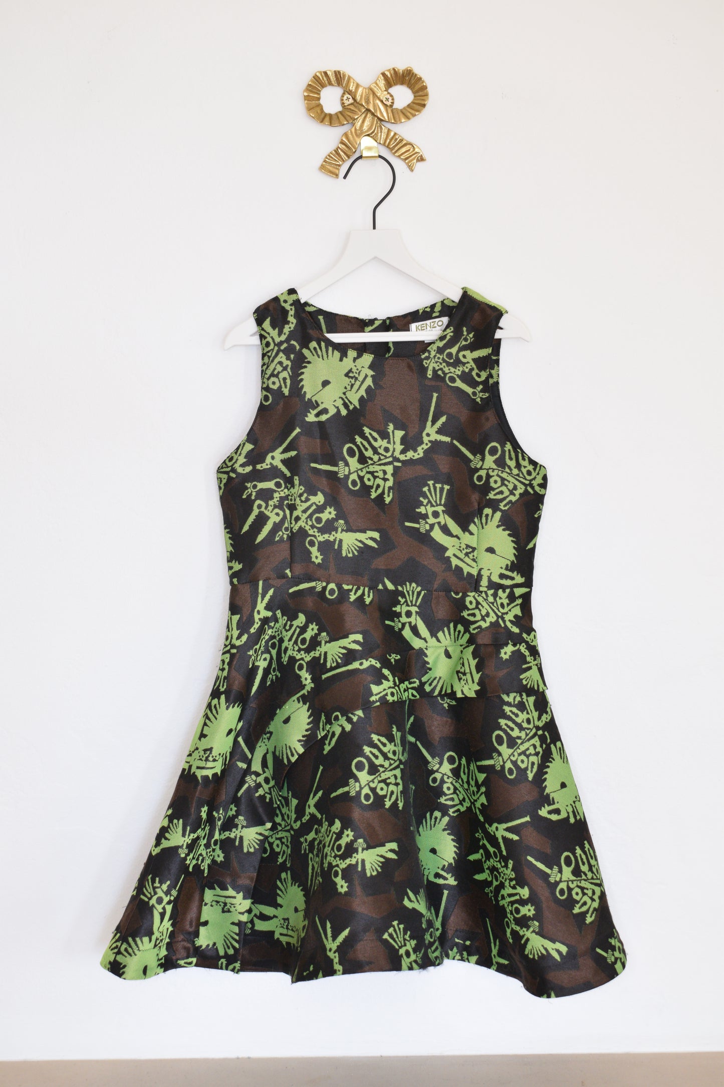 Kenzo Black & Lime Abstract Dress / 8