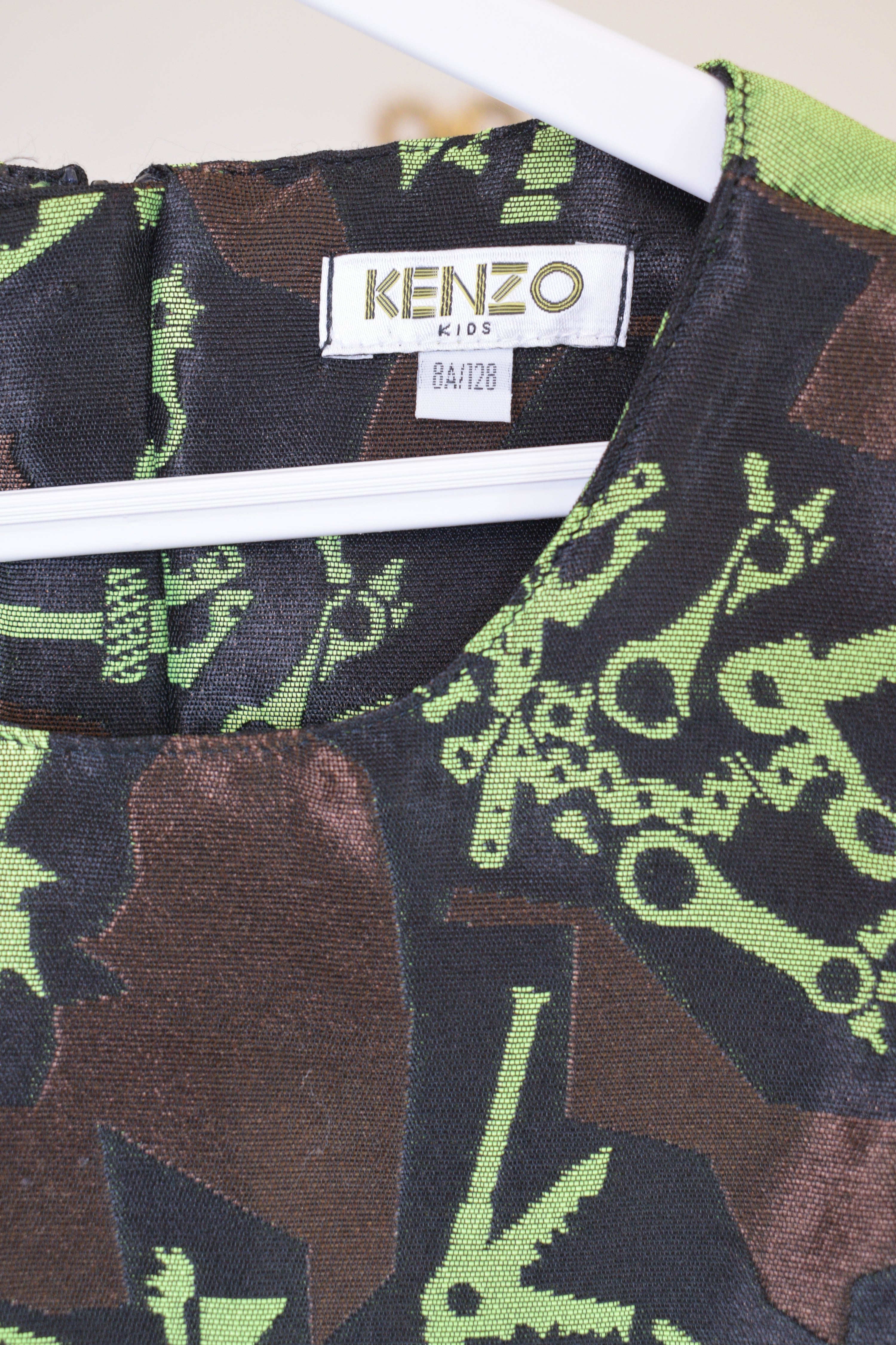 Kenzo Black & Lime Abstract Dress / 8