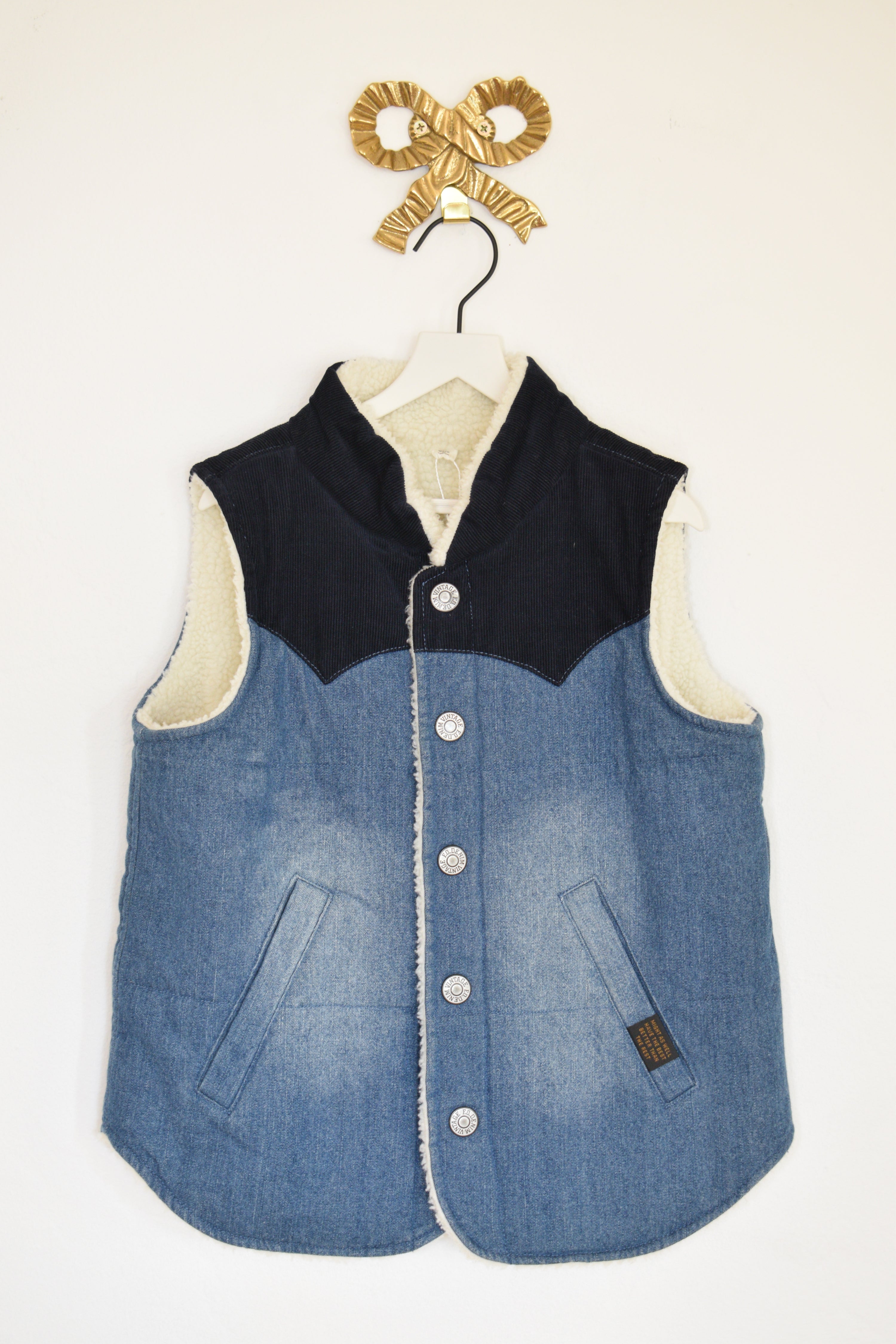 Bit'z Kids Denim Sherpa Lined Puff Vest / 5-6