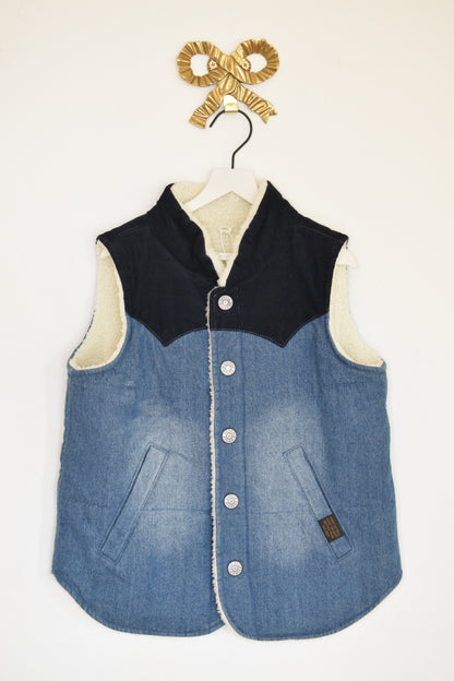 Bit'z Kids Denim Sherpa Lined Puff Vest / 5-6