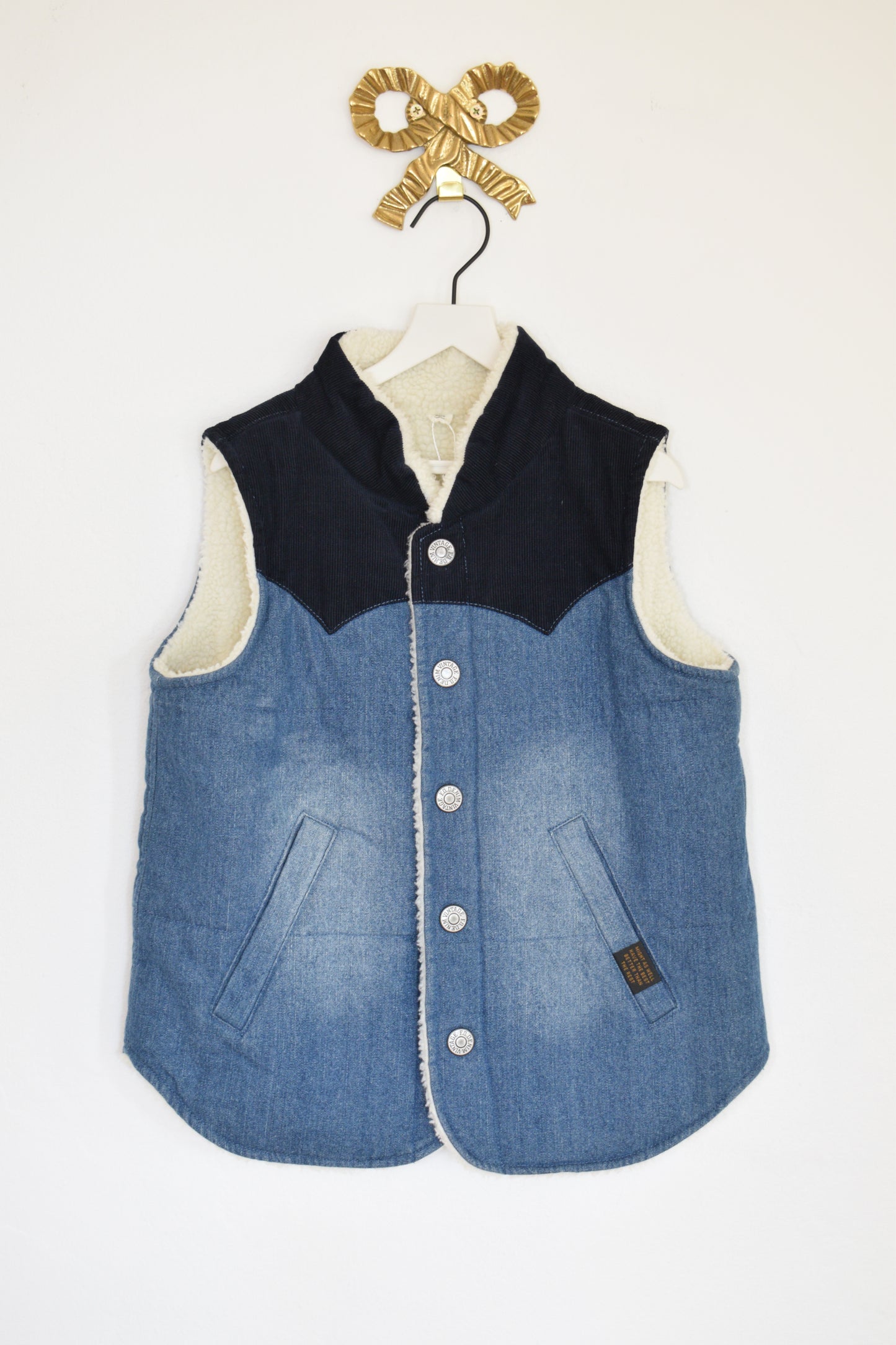 Bit'z Kids Denim Sherpa Lined Puff Vest / 5-6