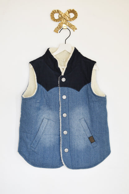 Bit'z Kids Denim Sherpa Lined Puff Vest / 5-6