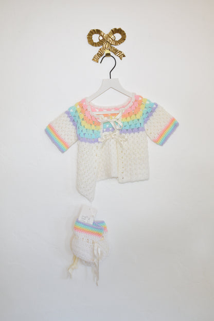 vintage hand-knit booties and shawl / Newborn