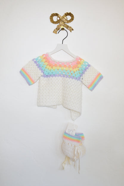 vintage hand-knit booties and shawl / Newborn