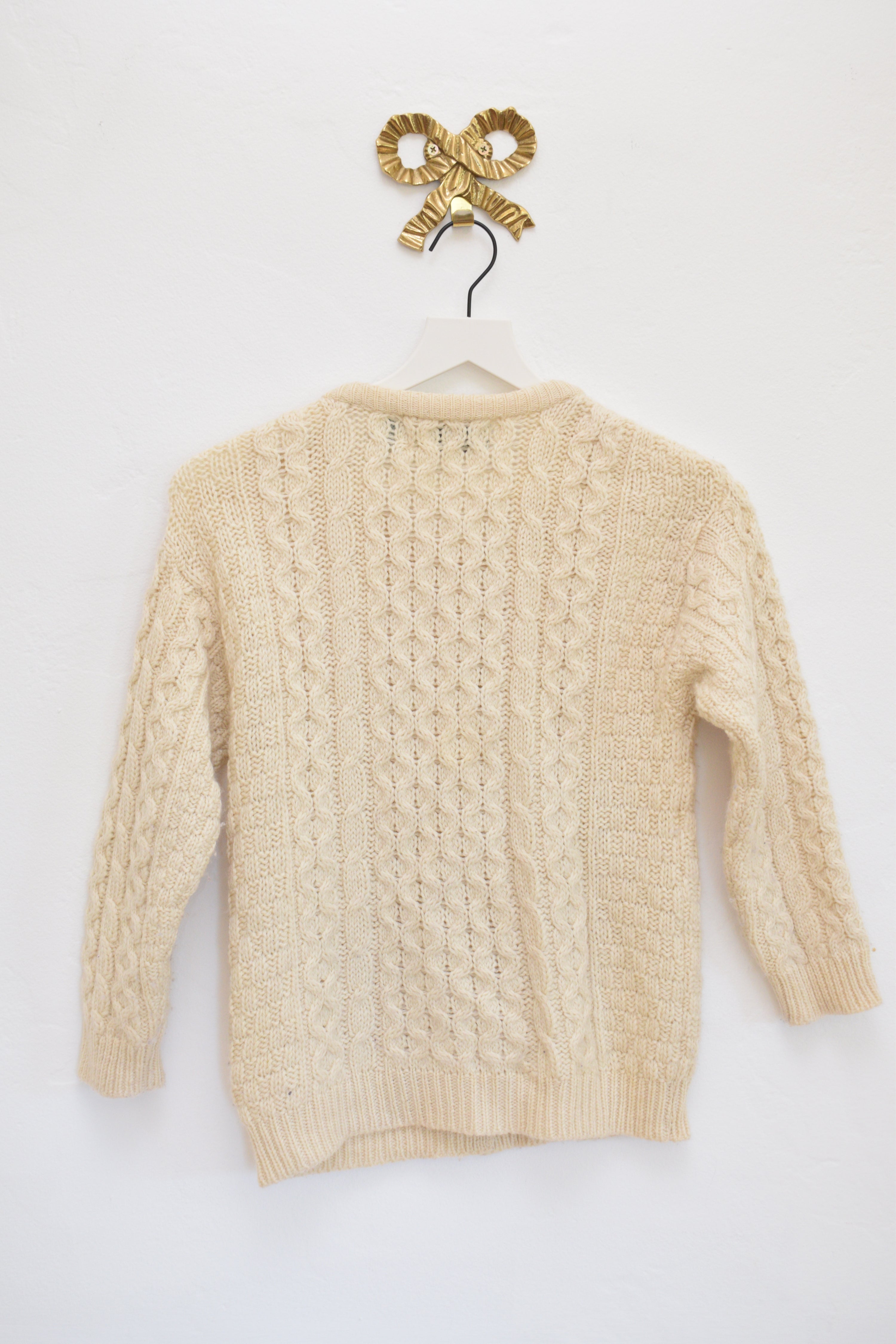 Aran Crafts Cream Cardigan Sweater / 8-11 Years