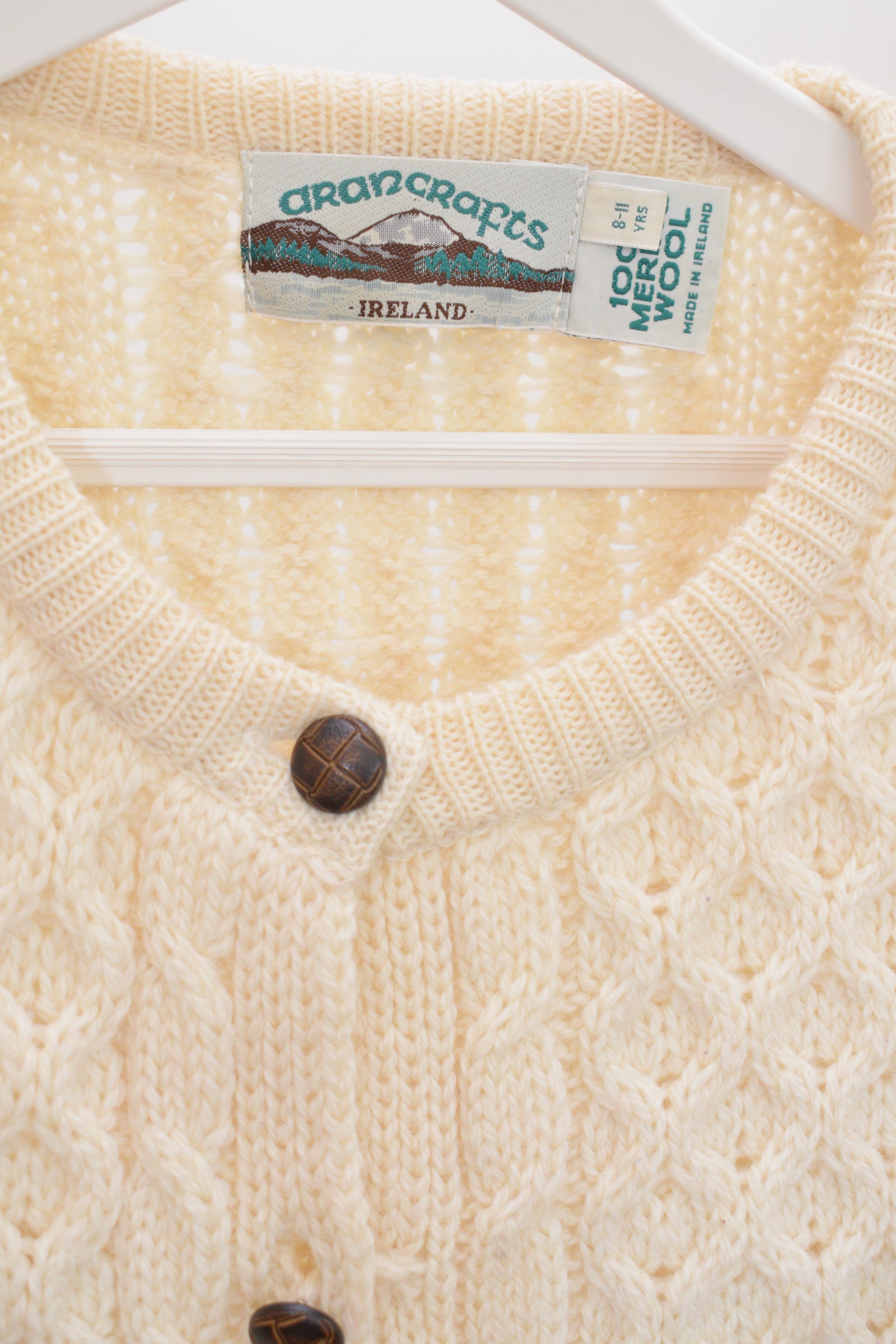 Aran Crafts Cream Cardigan Sweater / 8-11 Years
