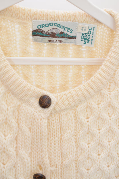 Aran Crafts Cream Cardigan Sweater / 8-11 Years