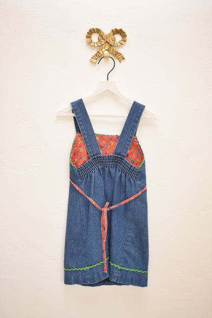 Vintage Rosebud Duds Calico-Yoke Denim Dress / 5