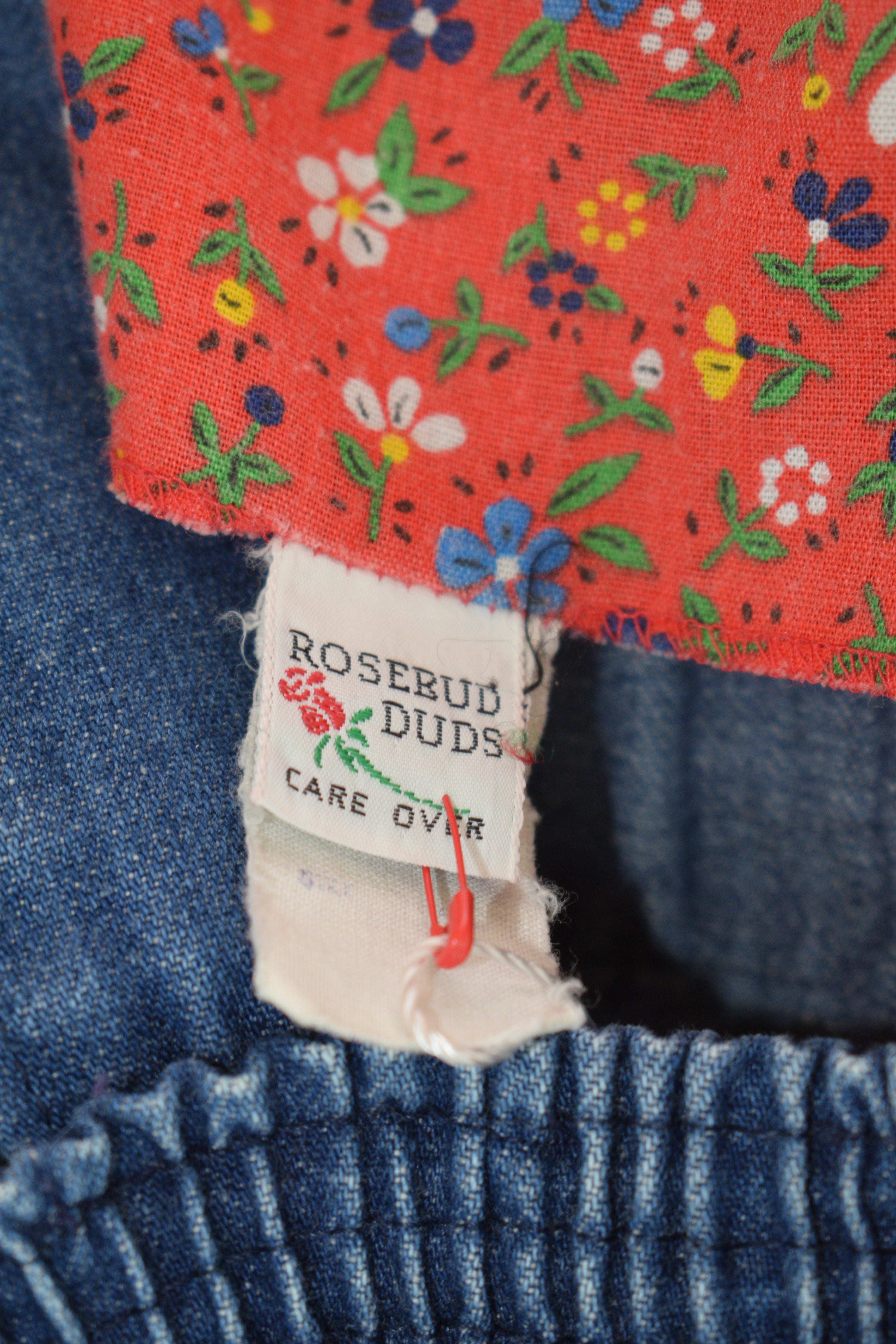 Vintage Rosebud Duds Calico-Yoke Denim Dress / 5