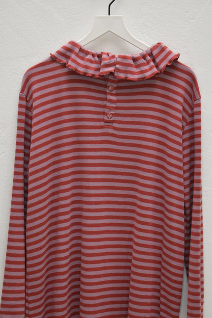 Misha & Puff Raspberry & Pink Stripe Ruffle Collar Dress / 8-9 Years